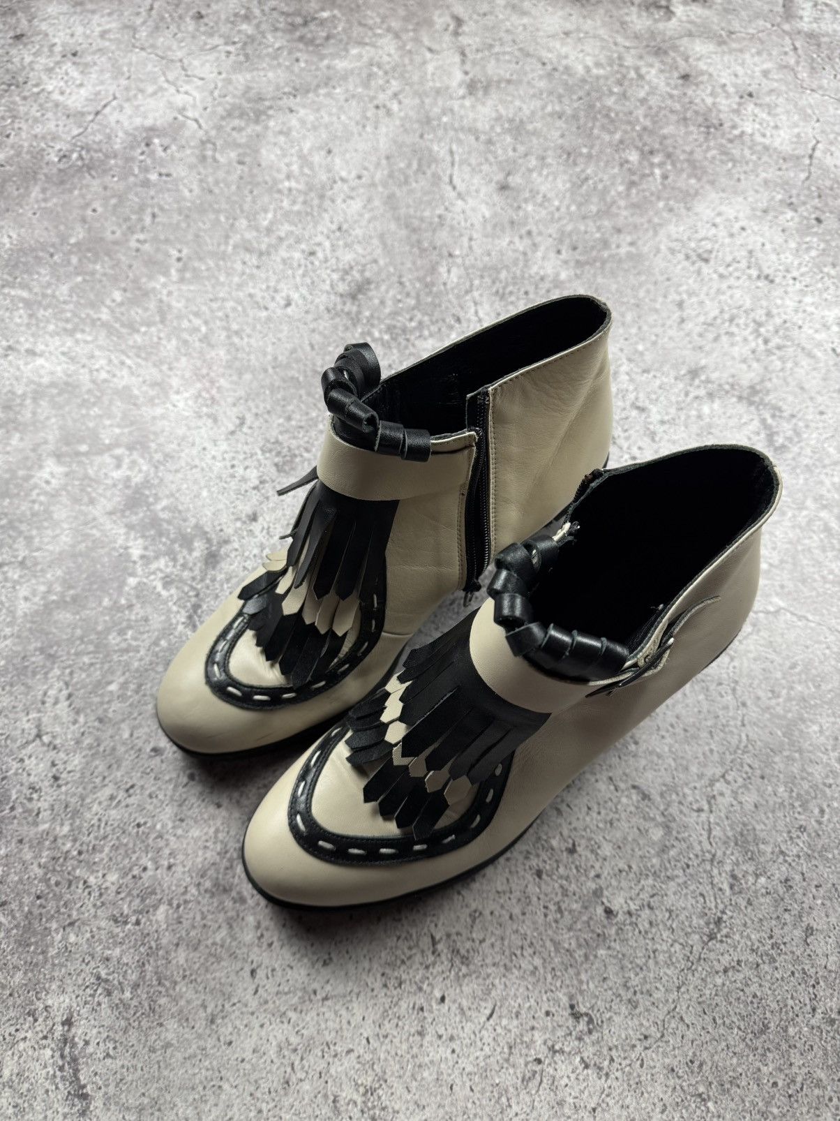 Japanese Brand Vintage Rick Owen’s Style Y2K Leather Fridge Heels Boots 00s Size US 8 / IT 38 - 20 Thumbnail