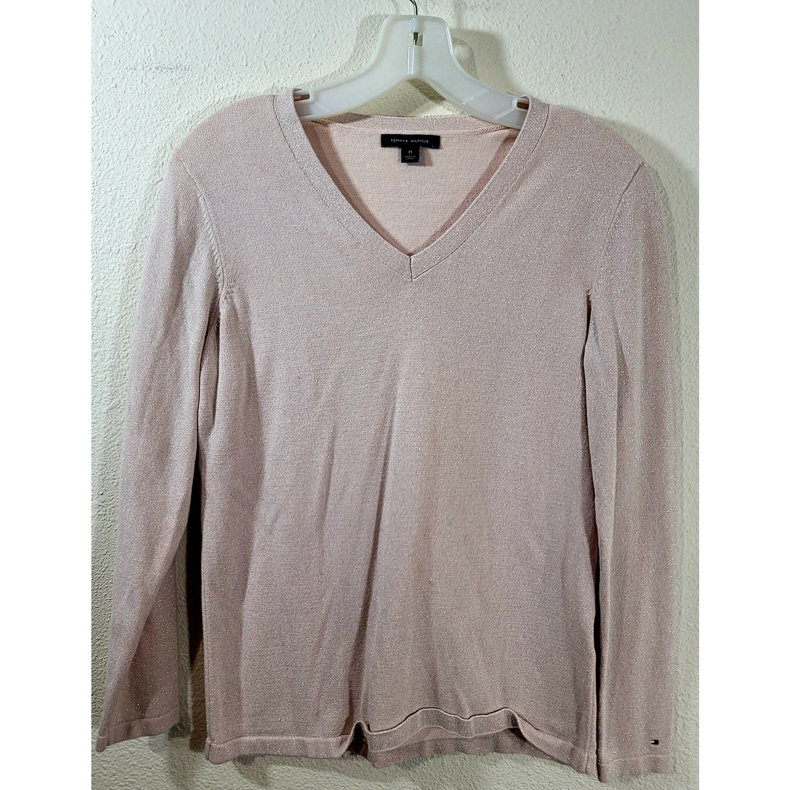 Tommy Hilfiger Tommy Hilfiger Pink Silver Sparkly V Neck Long Sleeve Top M Size M / US 6-8 / IT 42-44 - 8 Thumbnail