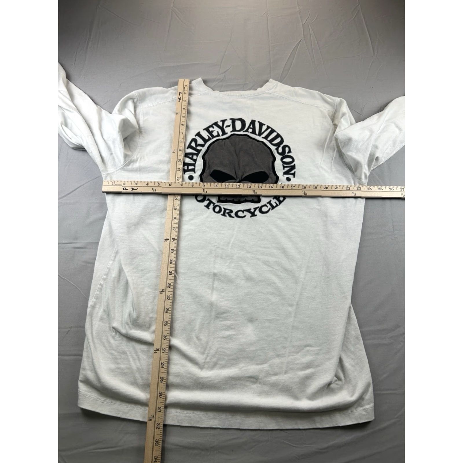 Harley Davidson Harley-Davidson Long Sleeve Shirt 2XL Men’s Skull White Sleeve Y2K Hit Size US XXL / EU 58 / 5 - 4 Thumbnail
