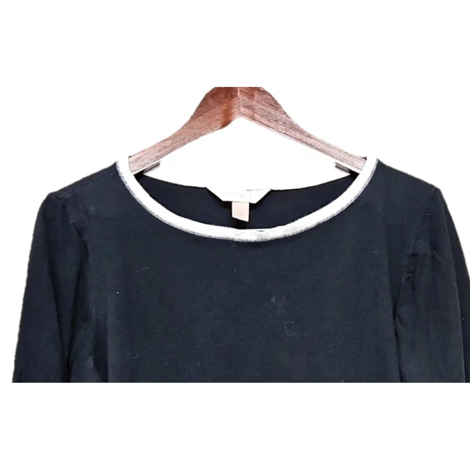 KangaROOS Cacique Plus Size 14/16 Black Lounge Knit Top Kangaroo Pocket Cotton Stretch Blouse 3/4 Sleeve Round Neck Pullover Solid Cotton Knit Womens Size XL / US 12-14 / IT 48-50 - 2 Thumbnail