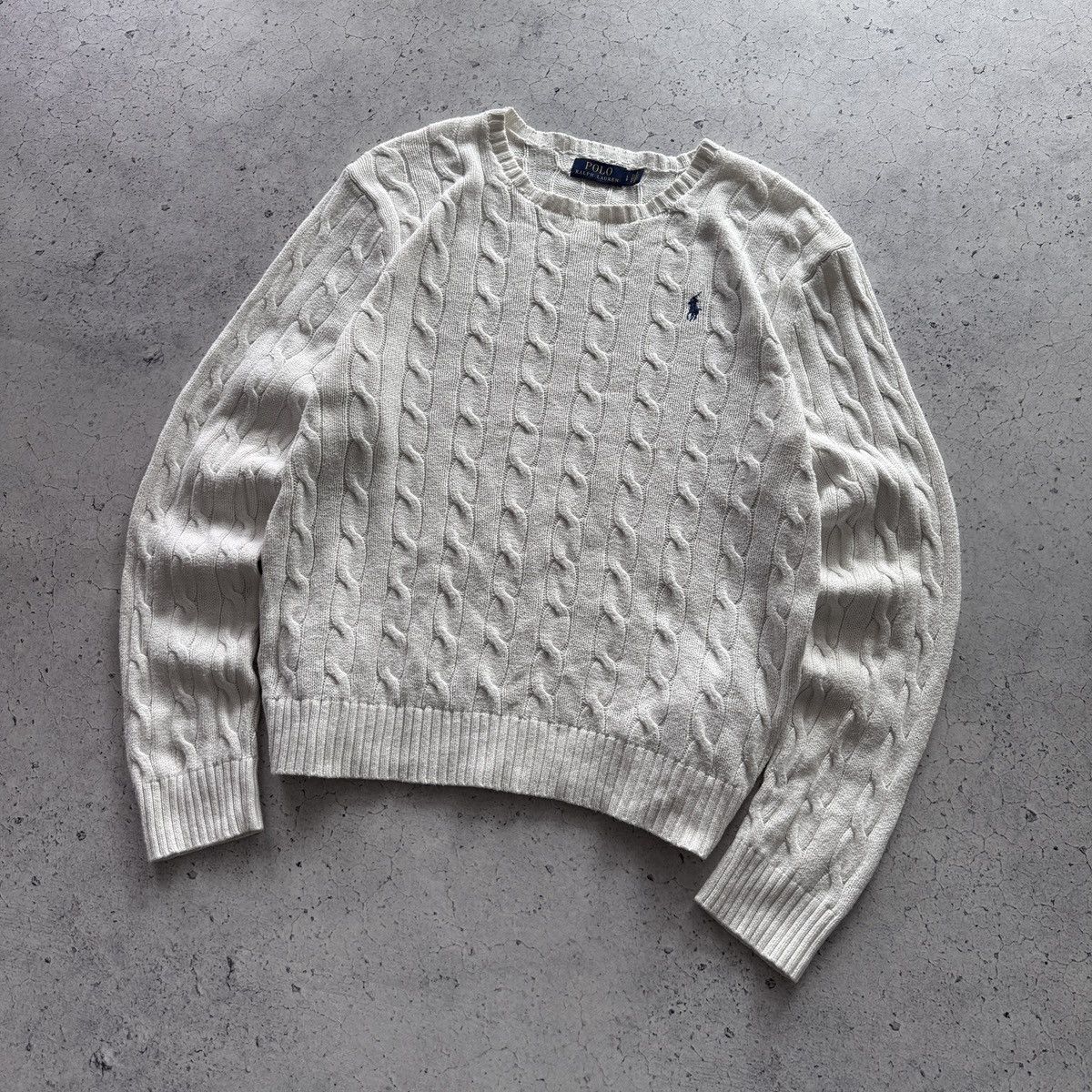 Polo Ralph Lauren Polo Ralph Lauren White Cabble Knit Sweater Casual Vintage Size US L / EU 52-54 / 3 - 2 Thumbnail
