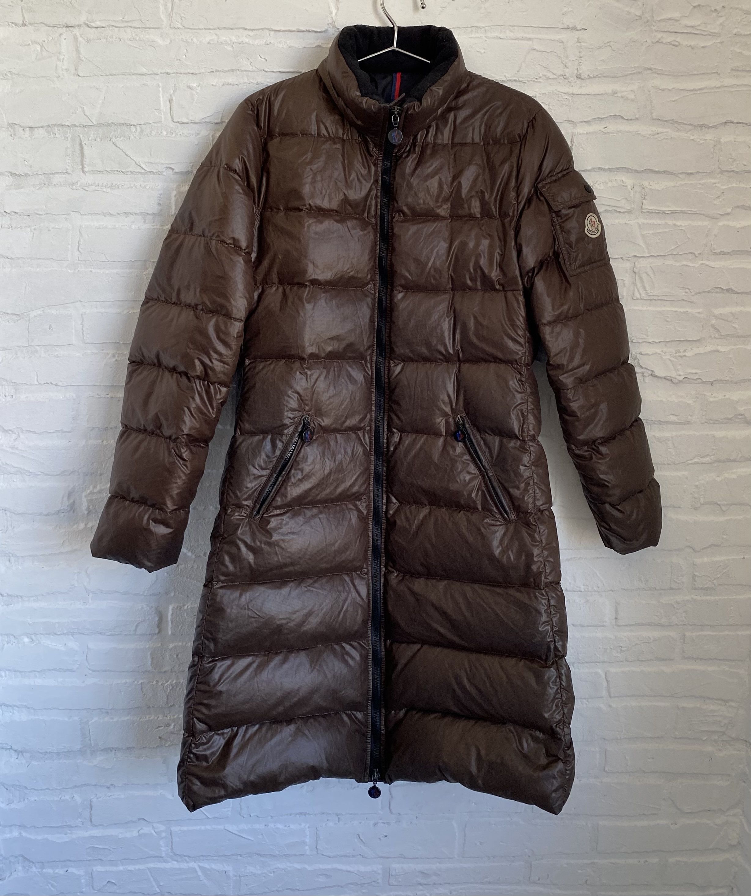 Image of Moncler Long Down Parka Jacket in Brown, Women's (Size Small)