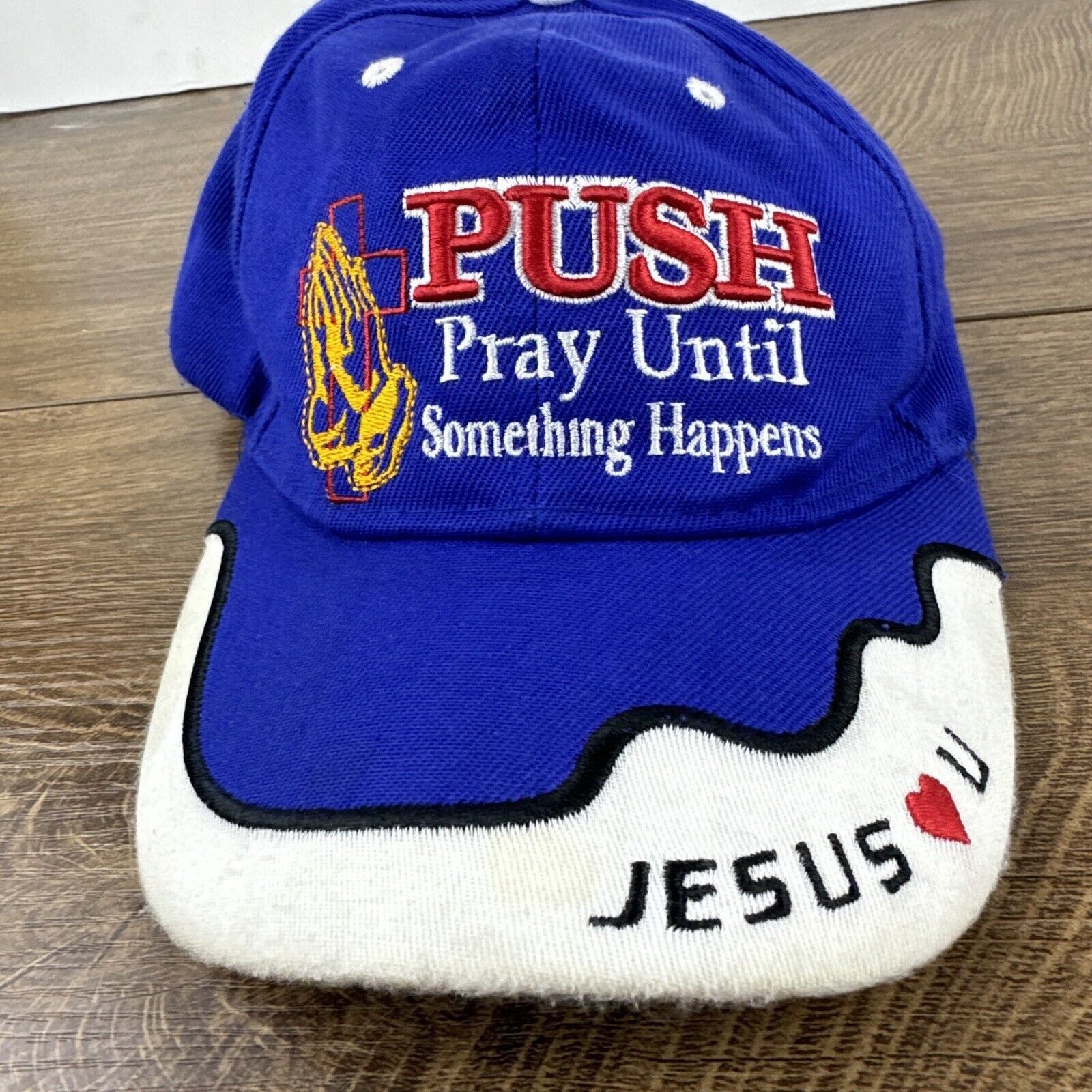 Other PUSH Hat Pray Until Something Happens Blue Hat Adjustable Je Size ONE SIZE - 5 Thumbnail