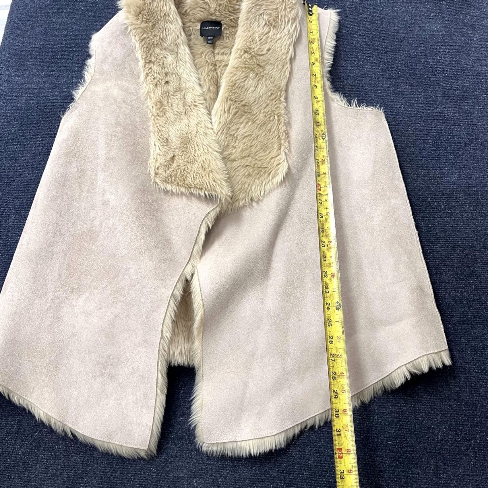 Vintage VINTAGE Lane Bryant Vest Womens 18/20 Beige Faux Suede Faux Fur Shearling Open Front Size XXL / US 16-18 / IT 52-54 - 7 Thumbnail