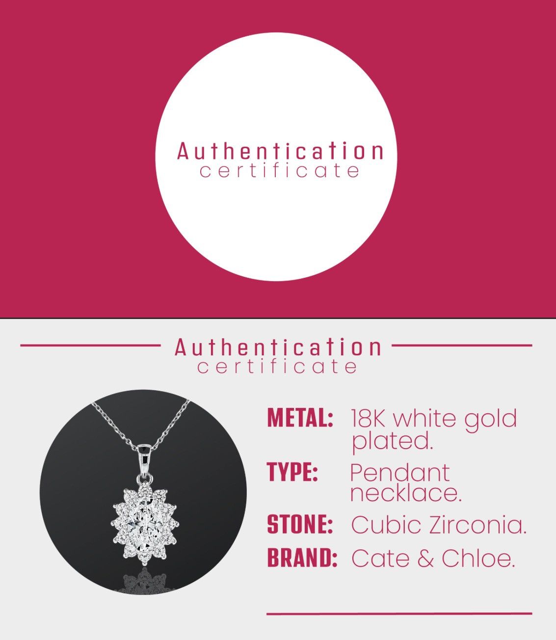 Other 18K White Gold Plated Over Brass Oval Cube Zirconia Necklace Size ONE SIZE - 8 Thumbnail