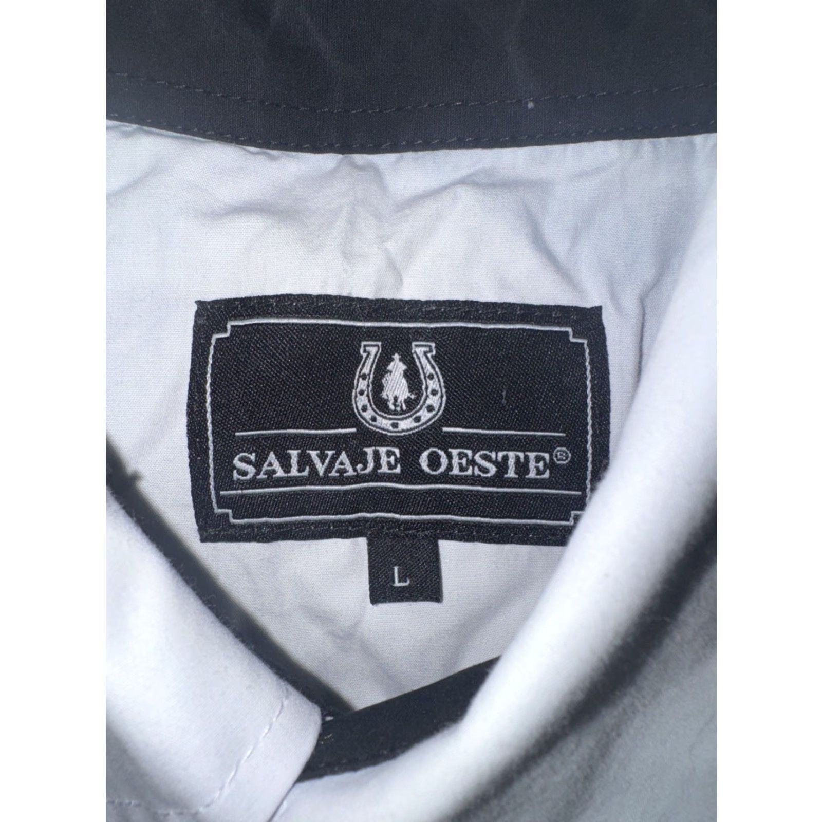 Vintage VINTAGE Salvaje Oeste Western Pearl Snap Shirt White Black Embroidered Large 22x28 Size US L / EU 52-54 / 3 - 4 Thumbnail