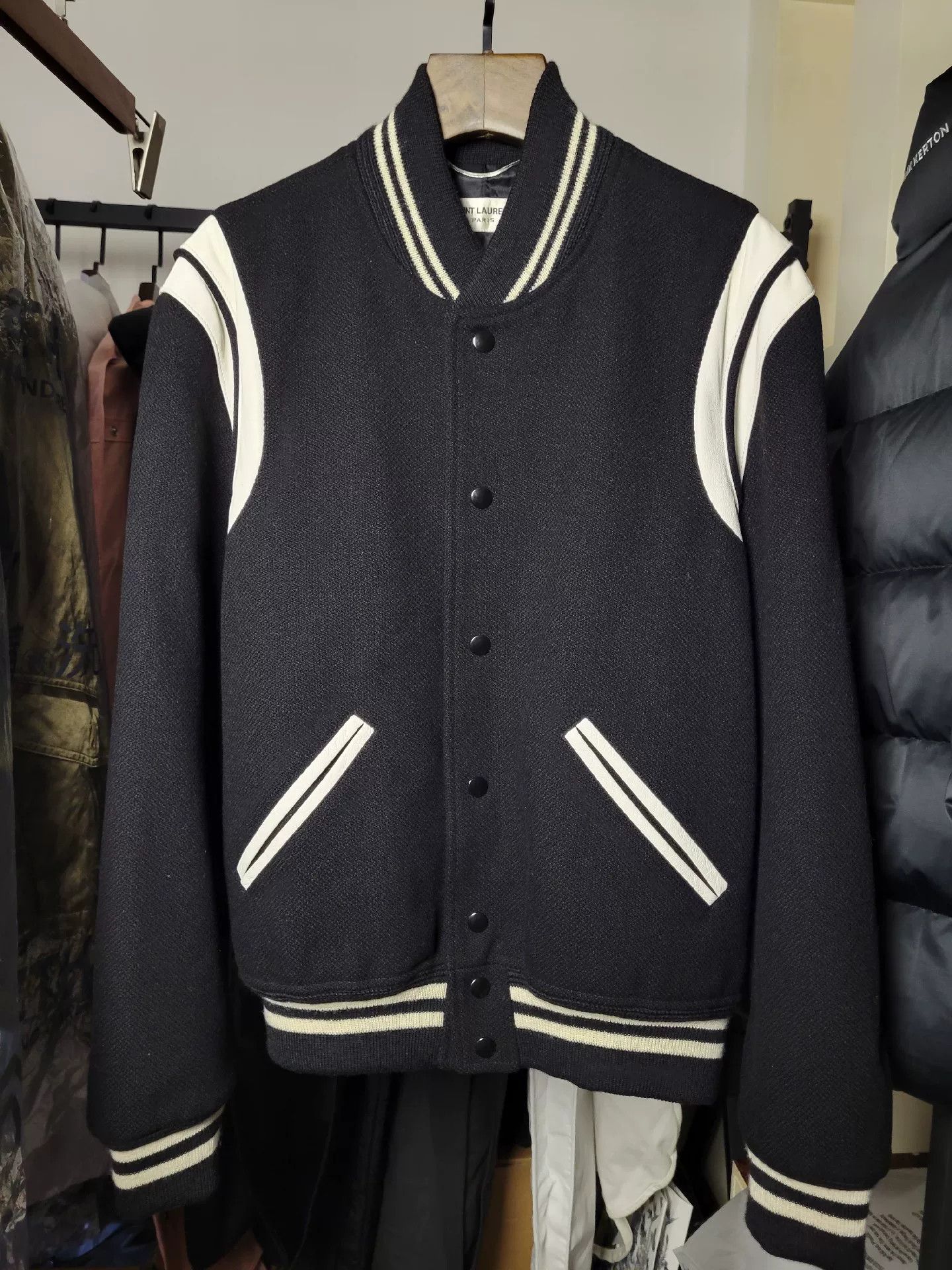 Saint Laurent Paris Saint Laurent Black and White Baseball Jacket Size US M / EU 48-50 / 2 - 1 Thumbnail