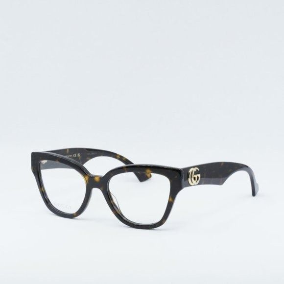 image of New Gucci Gg1424O 006 Dark Havana Eyeglasses in Brown, Women's