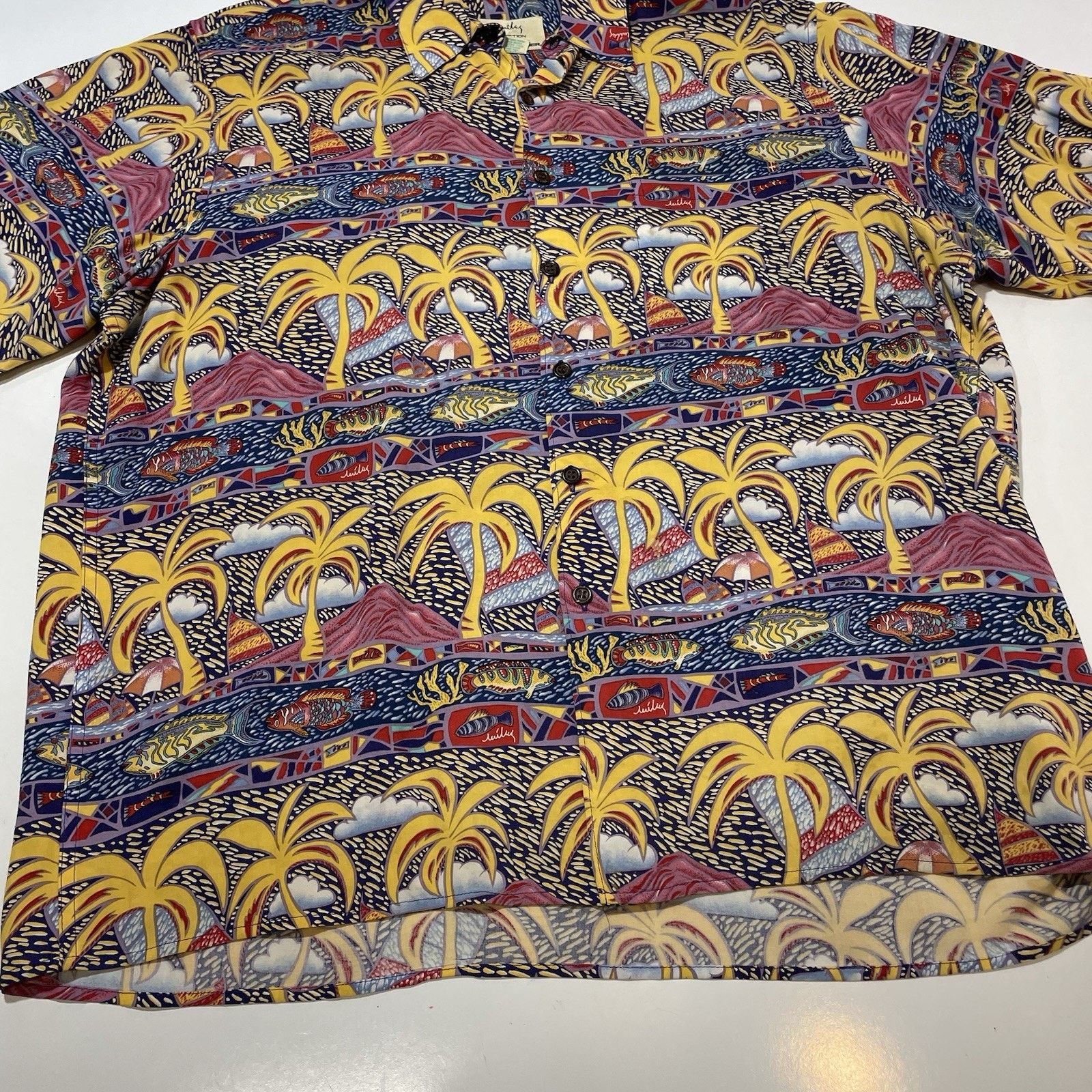 Reyn Spooner VTG Reyn Spooner Miley Rayon Hawaiian Shirt Funky Palms XL Size US L / EU 52-54 / 3 - 4 Thumbnail