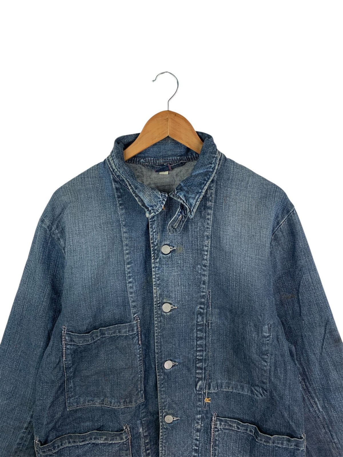 45RPM Japanese Denim Chore Jacket Workwear Patch Pocket Coat