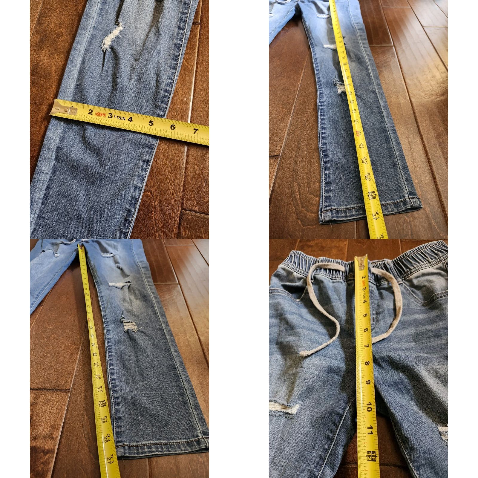 Fashion Nova VINTAGE? No. Fashion Nova Jogger Jeans Medium Blue Wash 7 Womens Jeans High Rise Distressed Elastic Waist Pull on Cotton Blend Denim Size 28" / US 6 / IT 42 - 8 Thumbnail