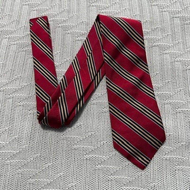 Lands' End Lands End red and gold striped silk tie Size ONE SIZE - 1 Thumbnail