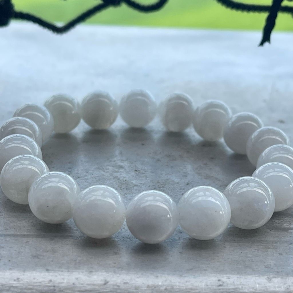 Other White Moonstone beaded bracelet 7” crystal healing beads 10m Size ONE SIZE - 2 Thumbnail