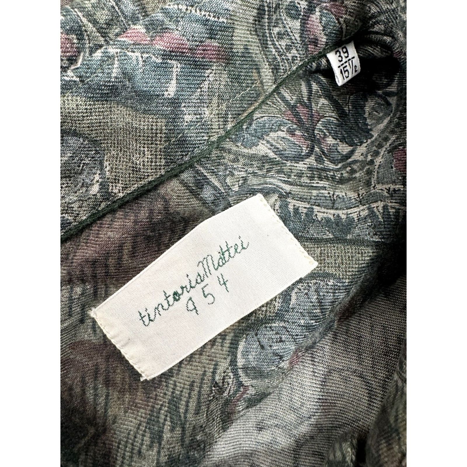 Vintage Tintoria Mattei 954 - Paisley Mens 15.5 / 39 Slim Fit Shirt - EXCELLENT Green Long Sleeve Button-Up Size US L / EU 52-54 / 3 - 4 Thumbnail
