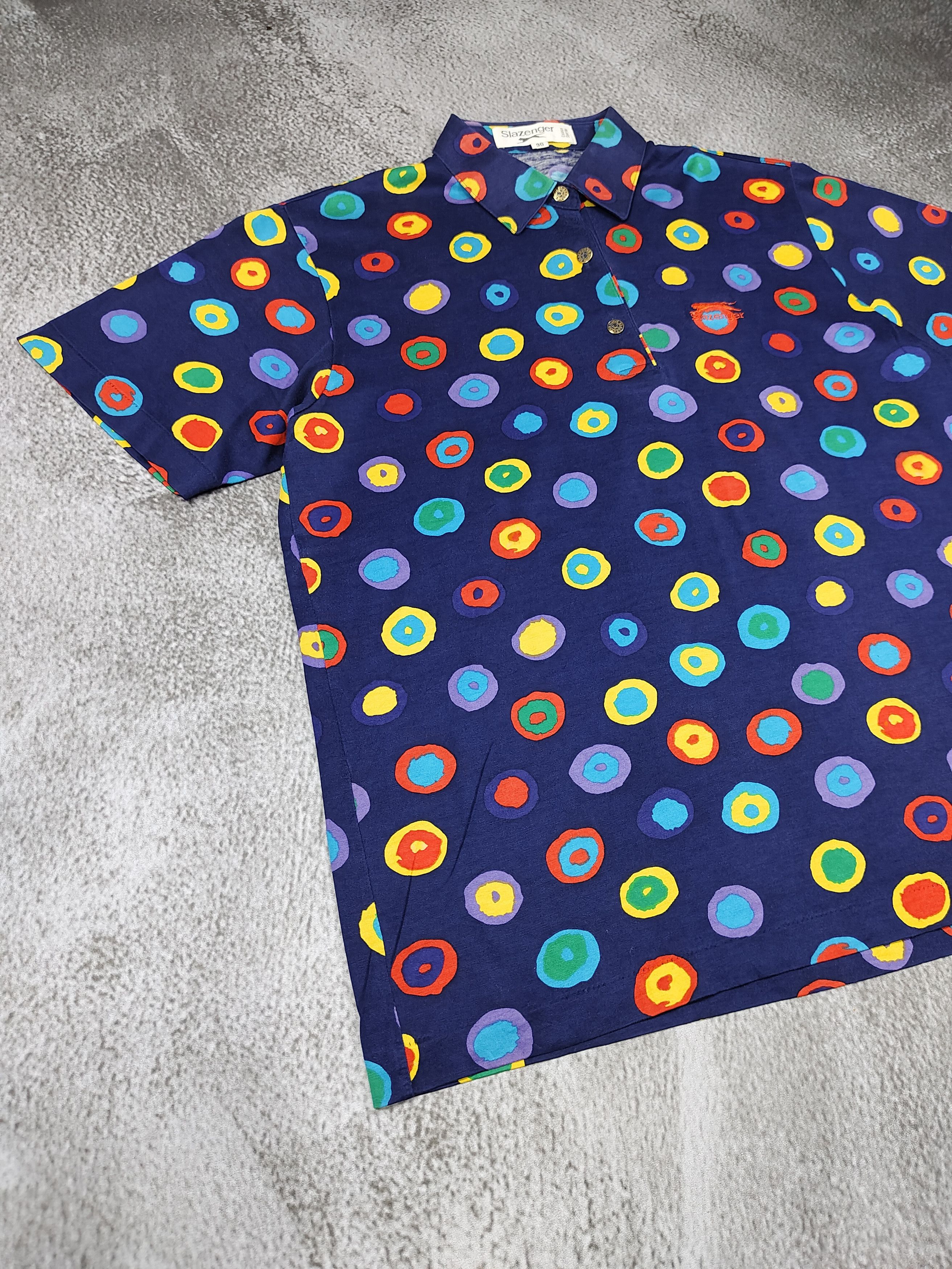 Grand Slam 90s Slazenger Sport- Retro Multicolor Polka Dot Print Polos Size M / US 6-8 / IT 42-44 - 4 Thumbnail