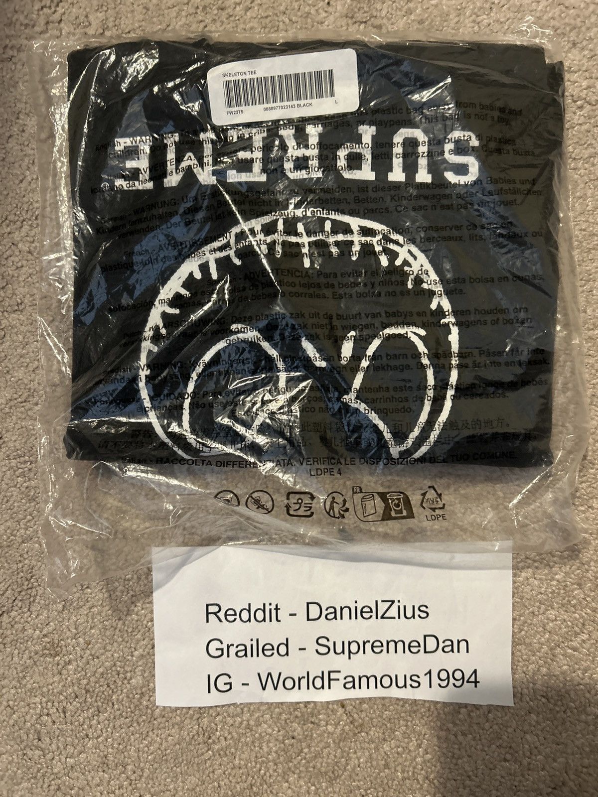 Supreme Supreme Skeleton Tee 'Black' Size US L / EU 52-54 / 3 - 2 Thumbnail