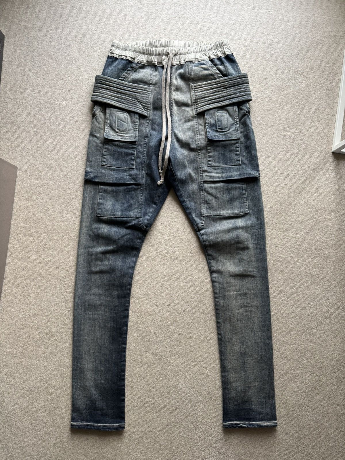 Pre-owned Rick Owens X Rick Owens Drkshdw Fw19 Larry Drkshdw Hustler Blue Creatch Cargo Pants