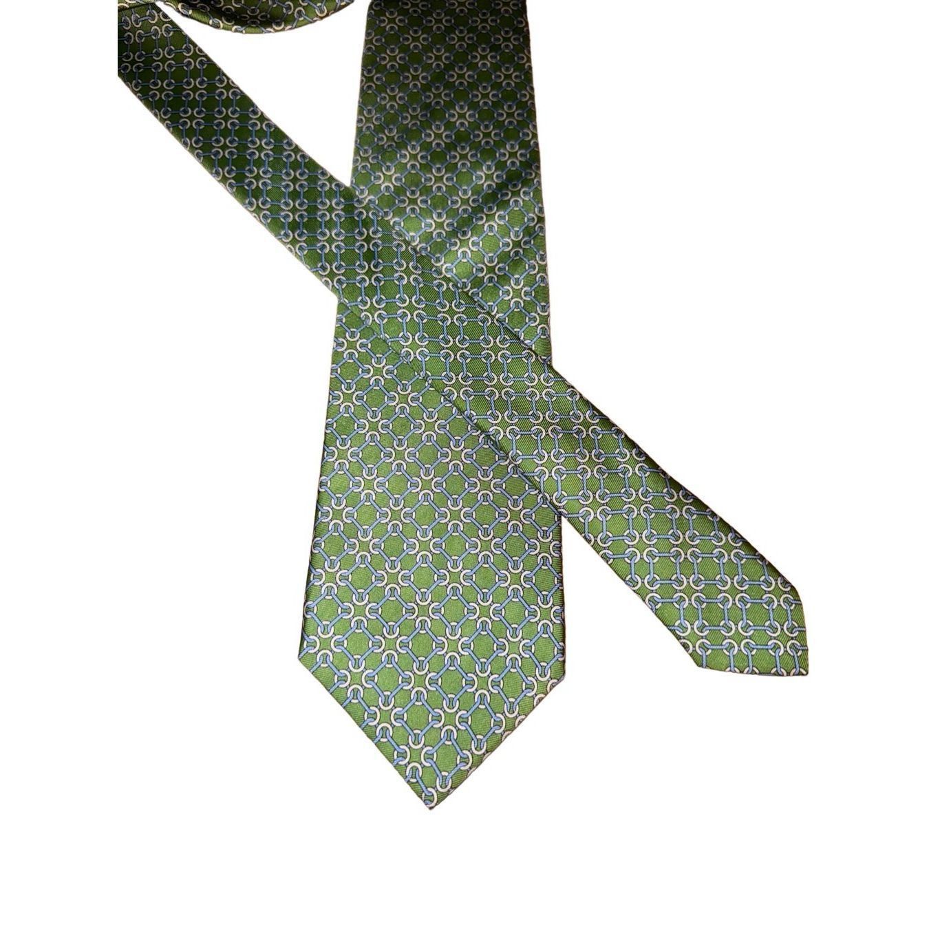 Brooks Brothers Brooks Brothers Lime Green Horse bit Print Handmade 100% Sil Size ONE SIZE - 1 Thumbnail