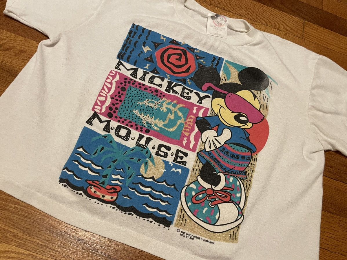 Vtg 80s RARE Disney Hawaiian Beach Hip Hop Crop Top T Shirt main image 3