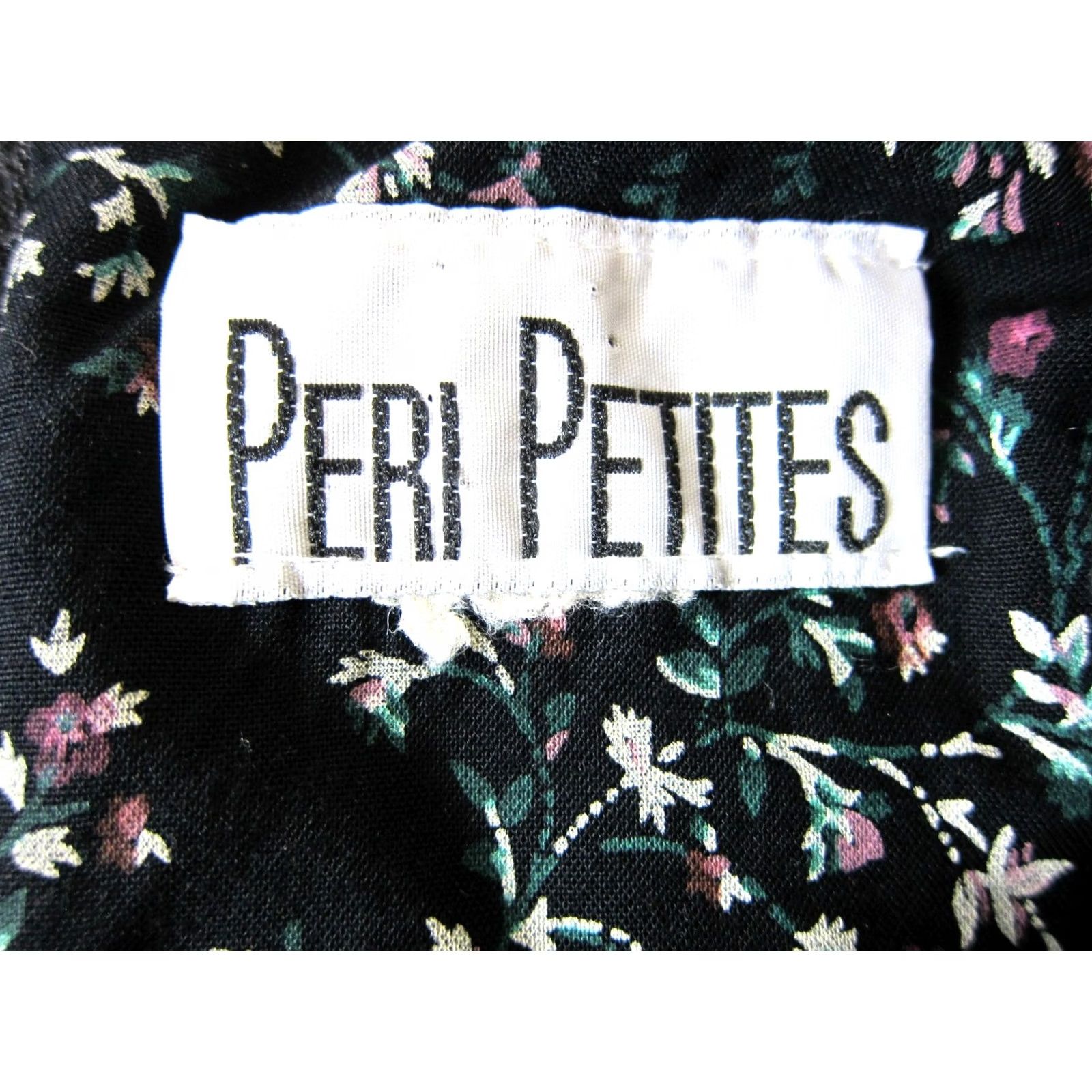 Vintage VINTAGE Peri Petites Dress Florals Short Sleeve Pocket Midi Black L Womens Size 36" / US 14 / IT 50 - 3 Thumbnail