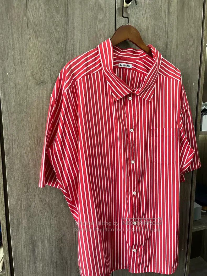 Balenciaga Balenciaga Red and White Striped Cotton Shirt Size XXS / US 00 / IT 34 - 6 Thumbnail