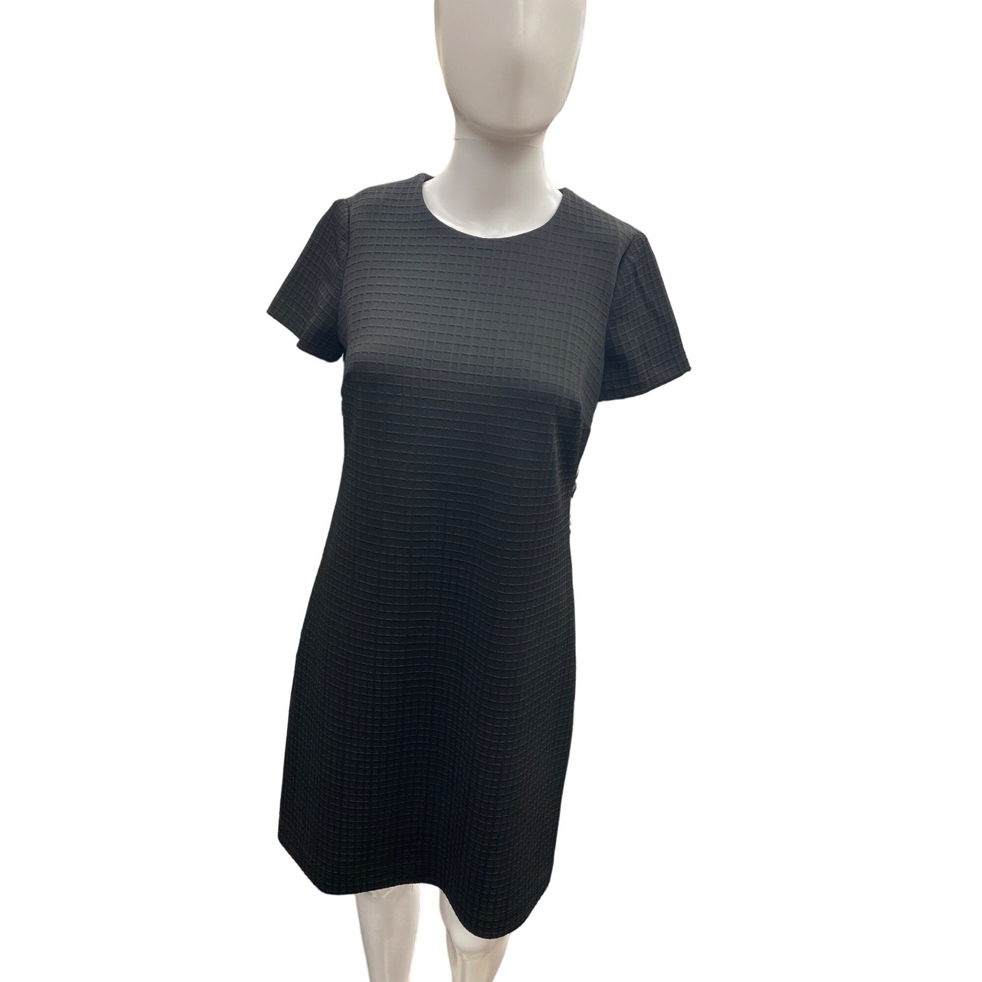Calvin Klein Calvin Klein SKU 498 Black Textured Short Sleeve Sheath Dres Size S / US 4 / IT 40 - 1 Thumbnail