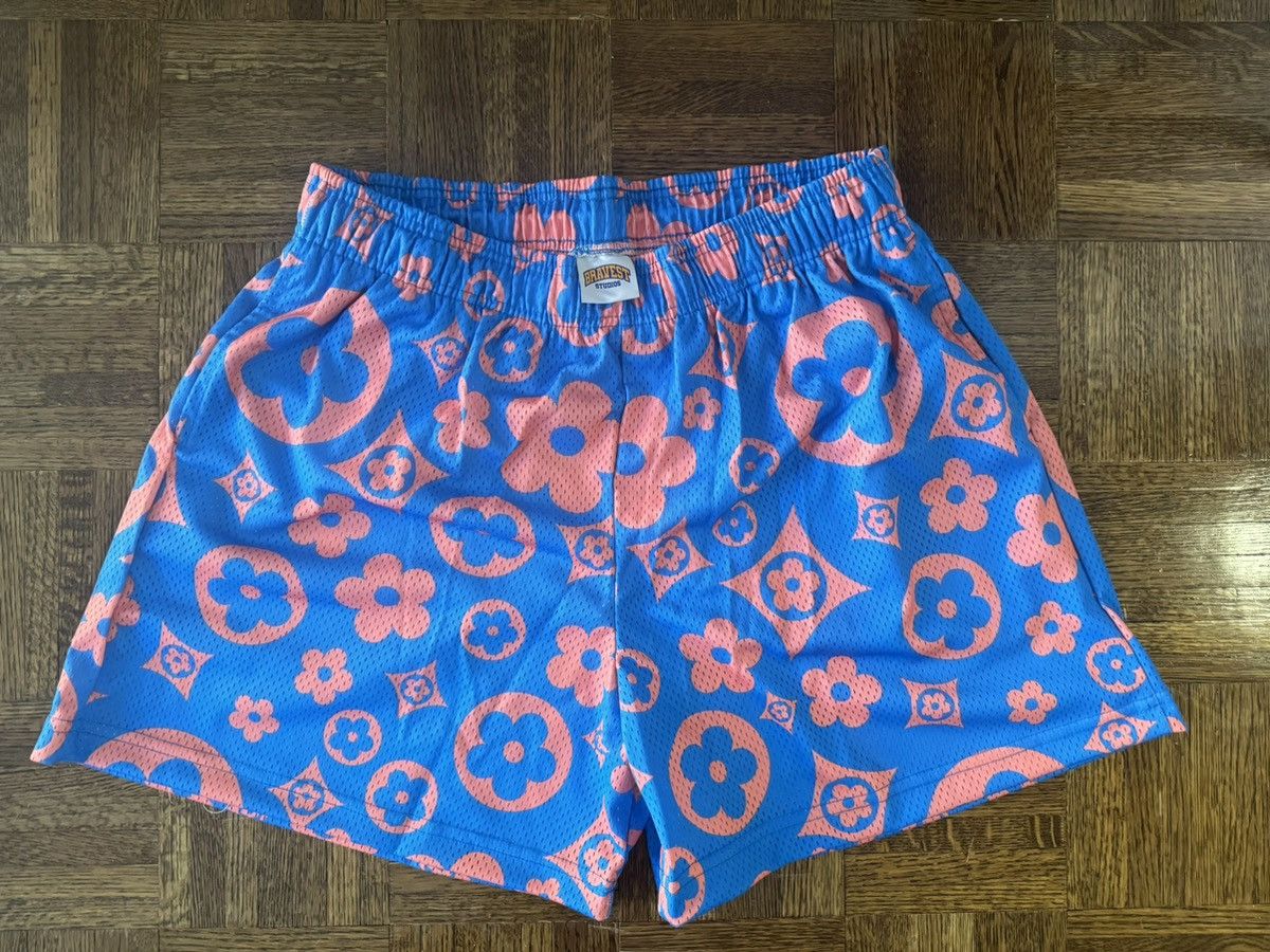 Bravest Studios blue/coral Floral Mesh Shorts- XXL
