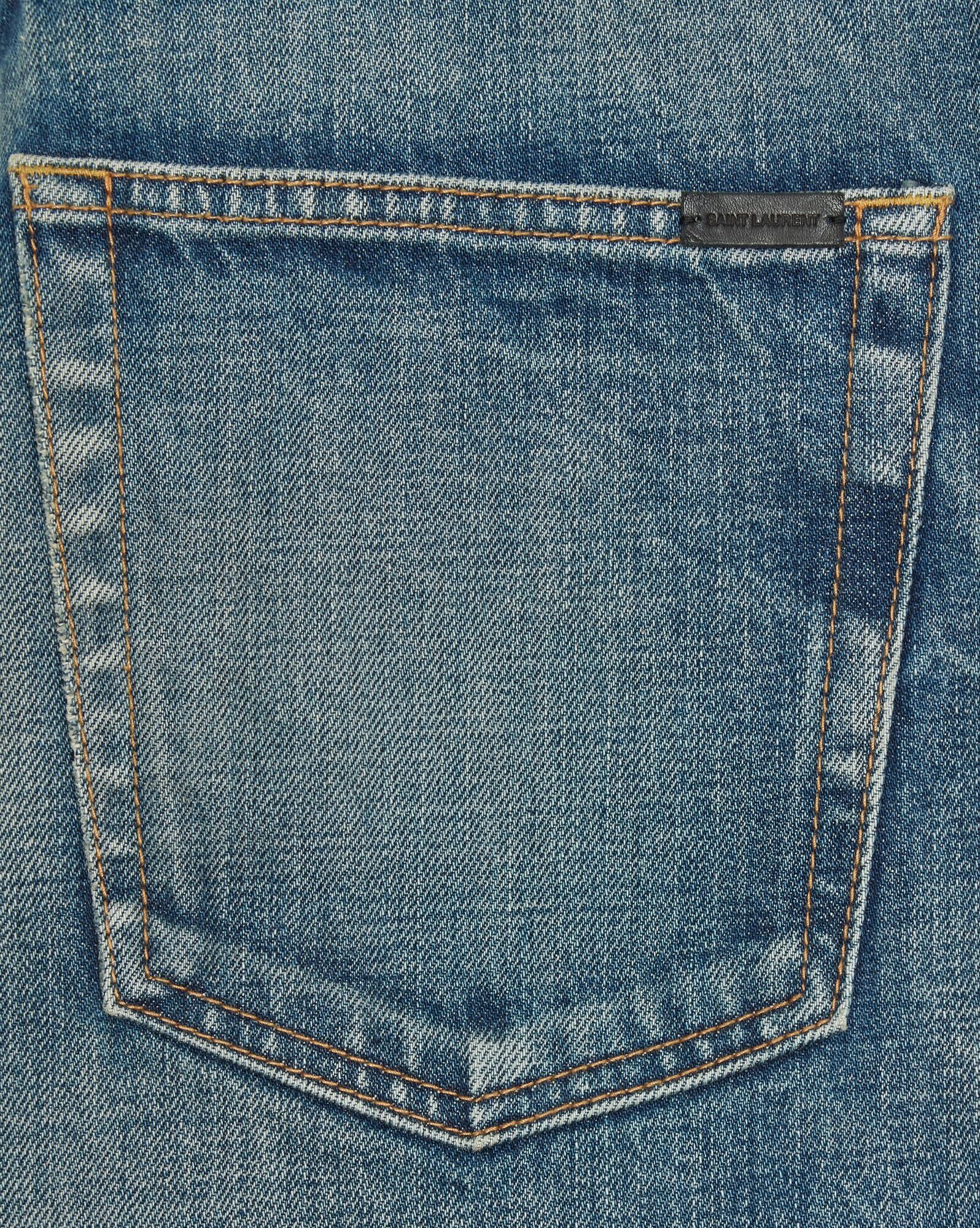 Saint Laurent Paris o1s1wg110125 712392 Straight Jeans in Denim in Vintage Blue Size 29" - 4 Thumbnail