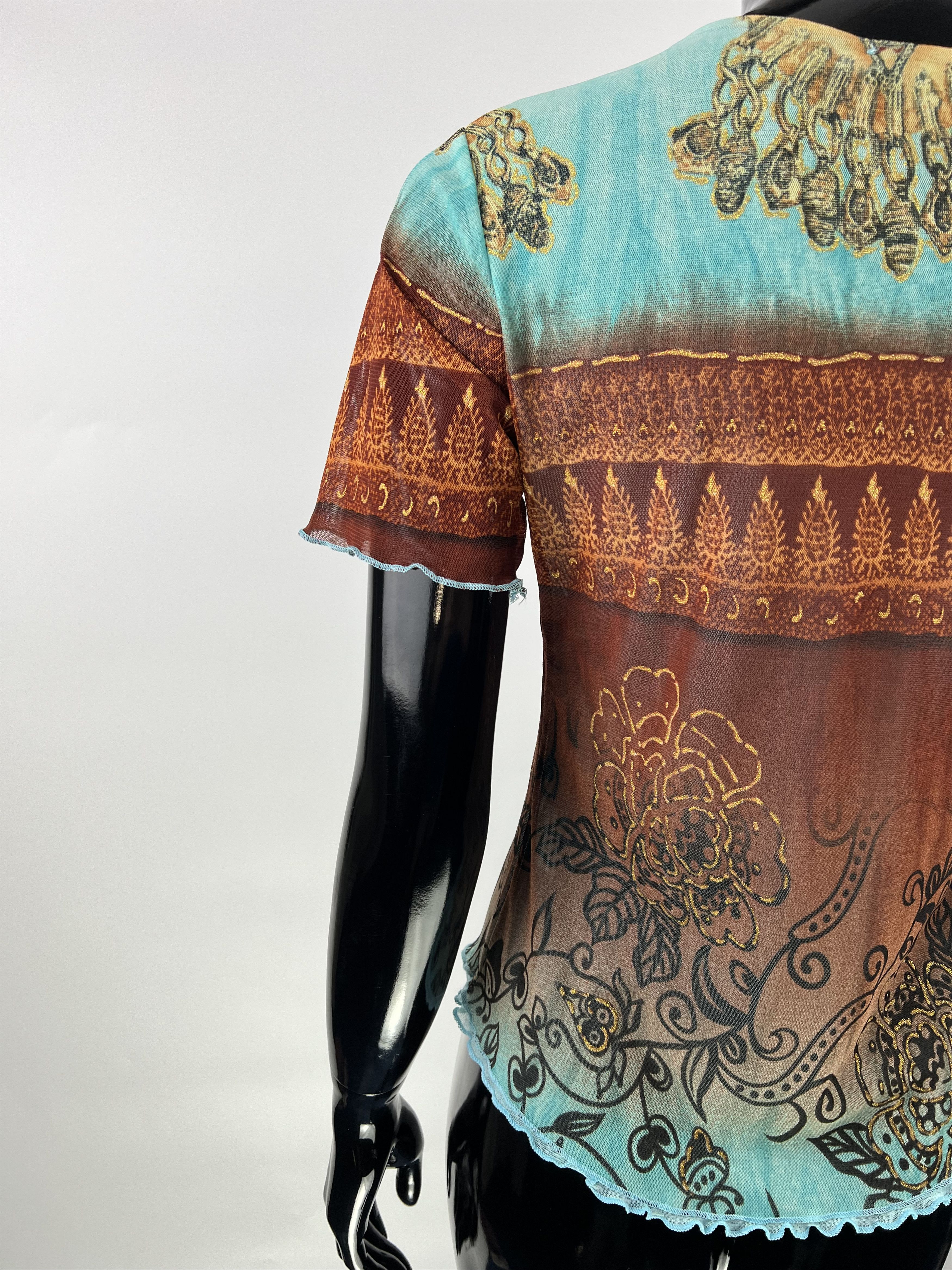 Designer Suzanna Paris Rare Vtg Floral Print Mesh Top Blouse Size 3 Size L / US 10 / IT 46 - 3 Thumbnail