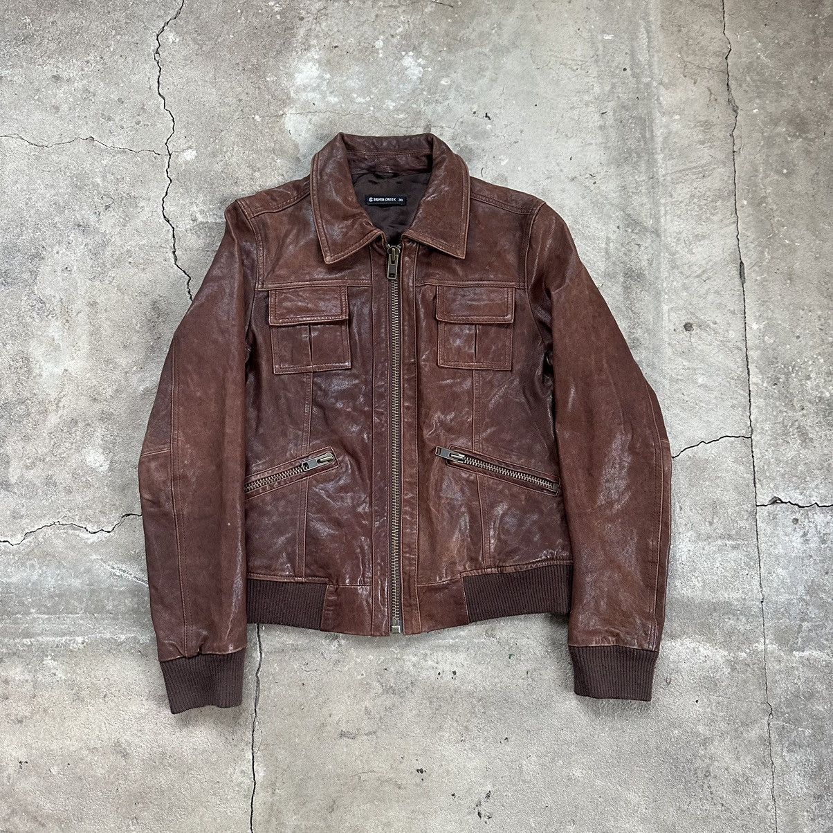 Vintage Vintage Avant Garde Leather Brown Jacket Size XS / US 0-2 / IT 36-38 - 4 Thumbnail