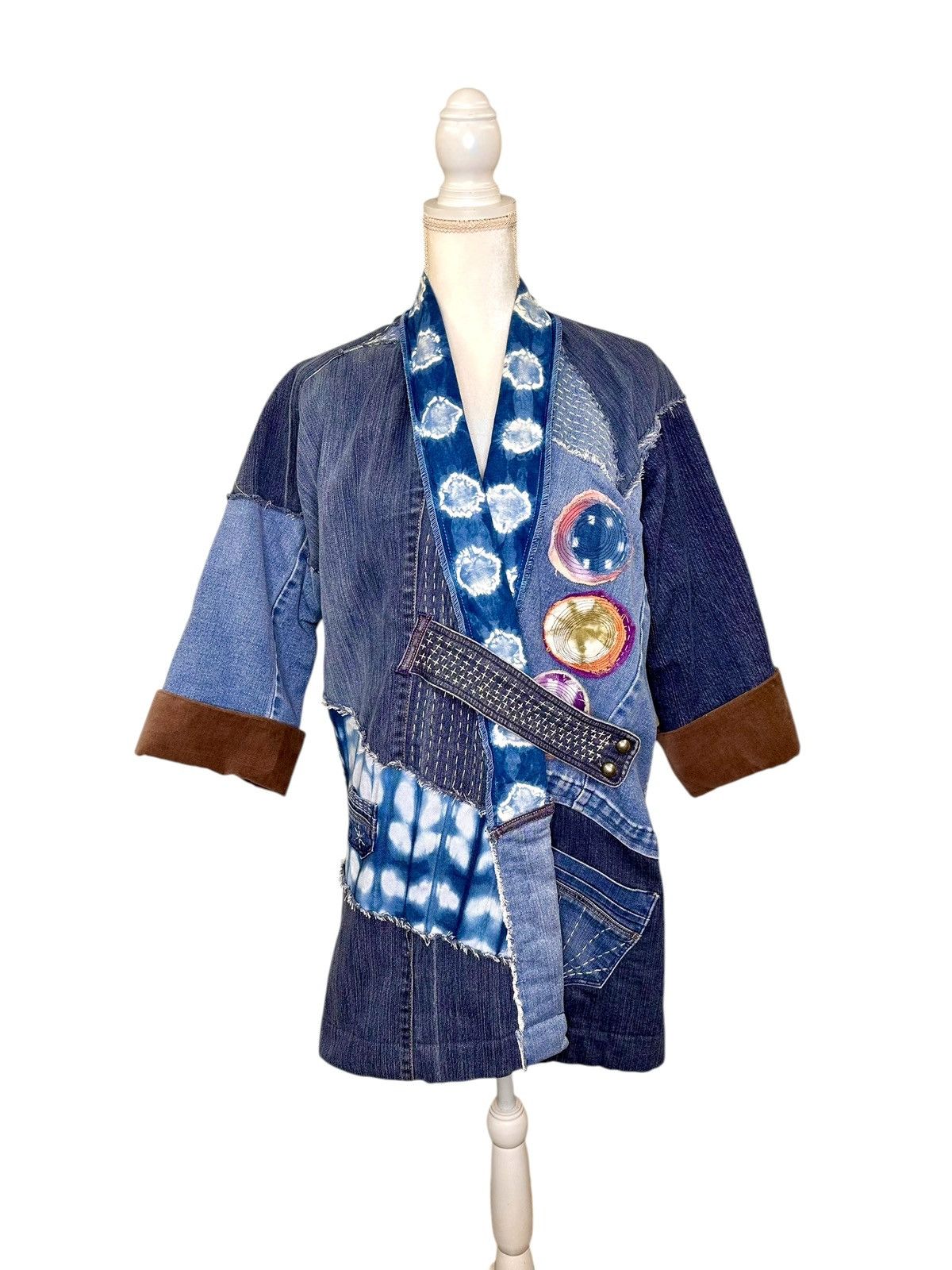 Handmade Handmade Unique Patchwork Denim Kimono Jacket Women’s Medium Size M / US 6-8 / IT 42-44 - 1 Thumbnail