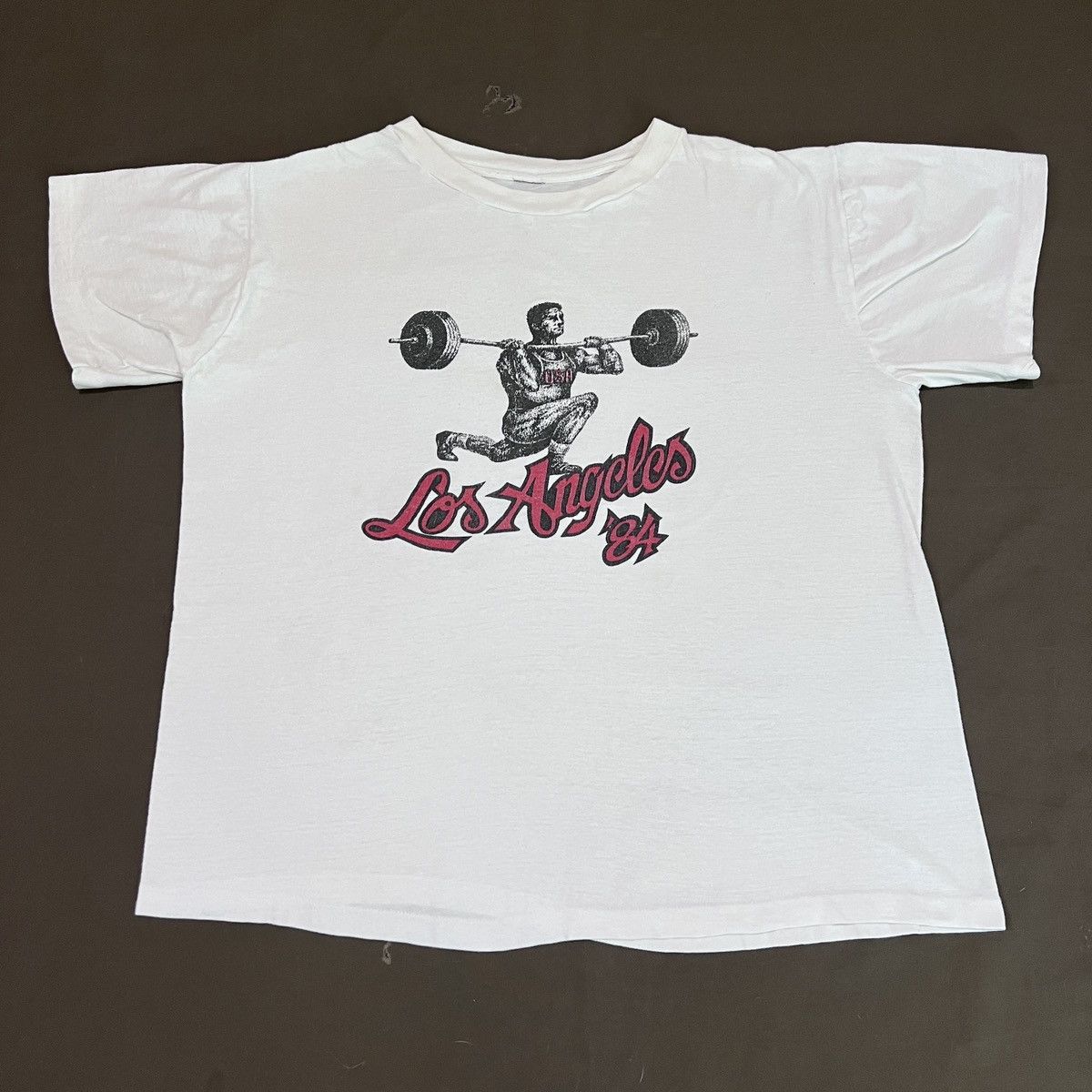 Vintage Vintage USA Los Angeles Gym Fitness Weightlifting Promo Tee Size US XL / EU 56 / 4 - 2 Thumbnail