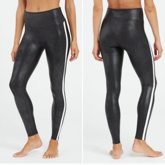 Spanx SPANX Faux Vegan Leather Side Strap Leggings Metallic XS Size 25" / US 0 / IT 36 - 1 Thumbnail