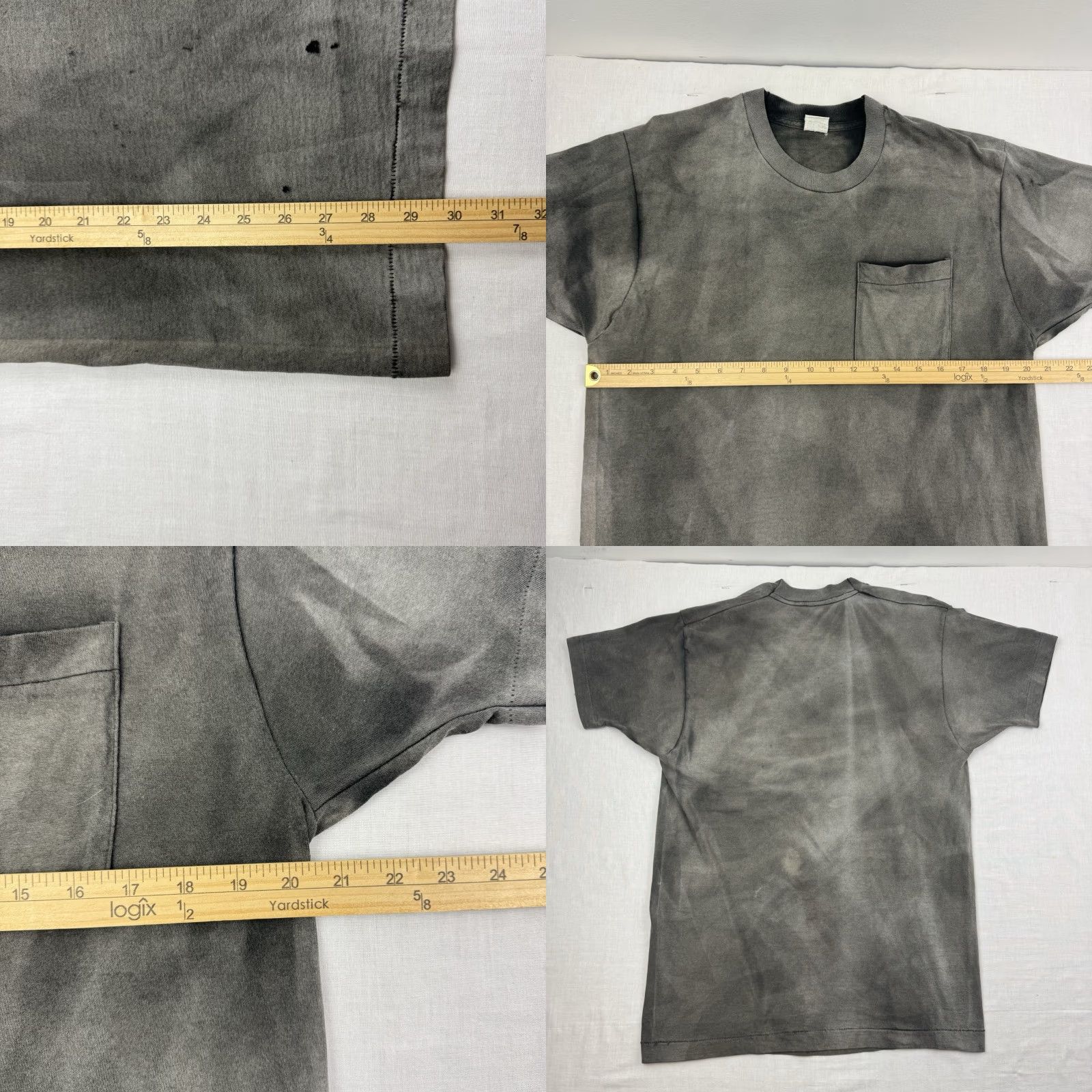 Fruit Of The Loom VINTAGE Black T Shirt Adult XL Sun Faded Ghost Pocket Grunge Hipster Punk Fruit of the Loom Size US XL / EU 56 / 4 - 9 Thumbnail