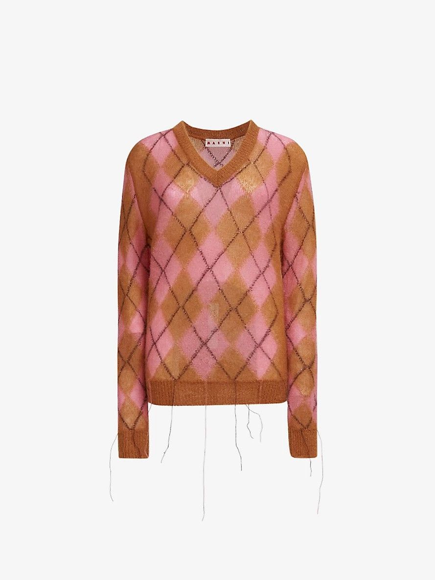 Marni o1w1db11125 Jacquard-knit Mohair-blend Sweater in Multicolor Size M / US 6-8 / IT 42-44 - 1 Thumbnail