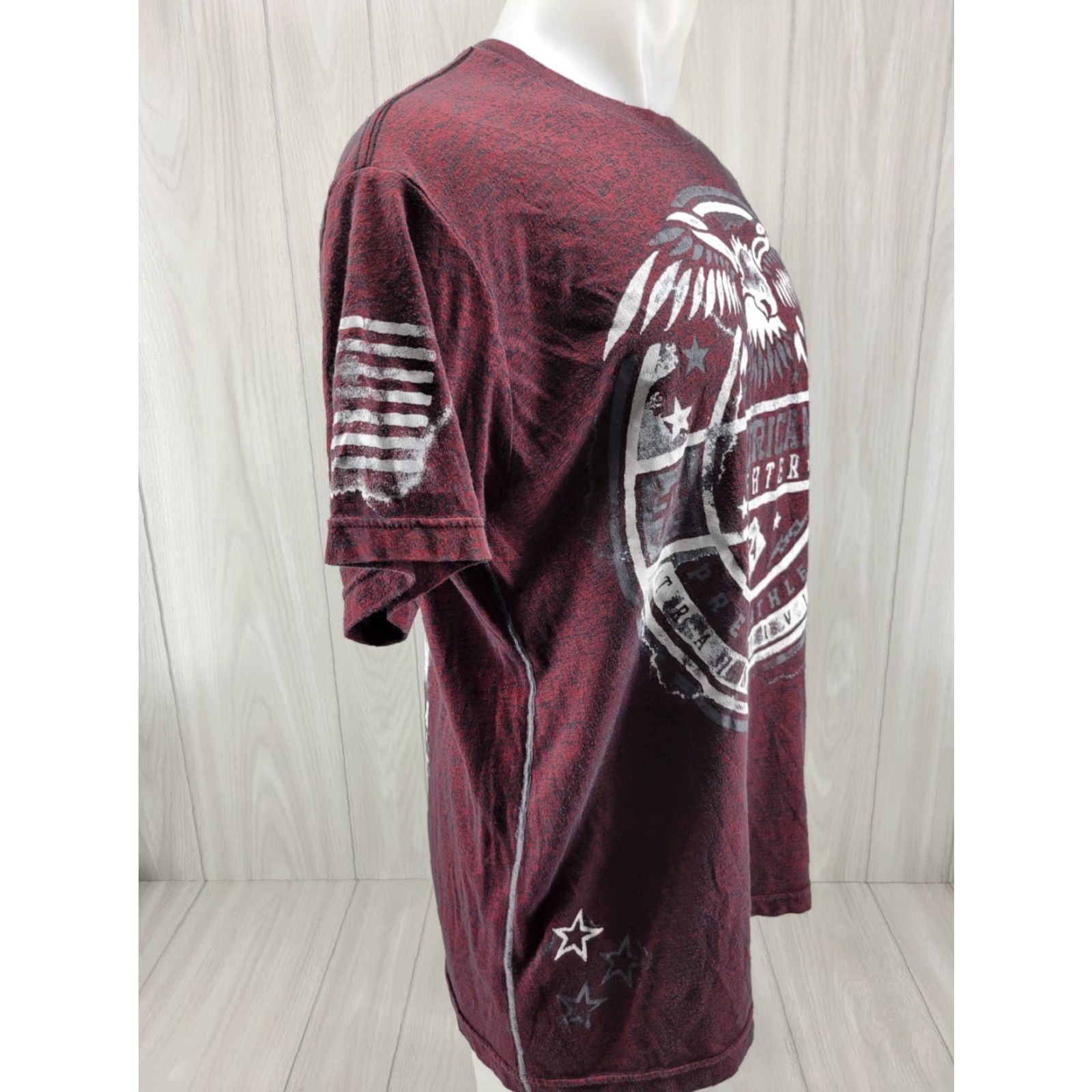 Vintage American Fighter Shirt Mens XL Heathered Red Short Sleeve Tee Double Sided Tee Shirt Size US XL / EU 56 / 4 - 3 Thumbnail
