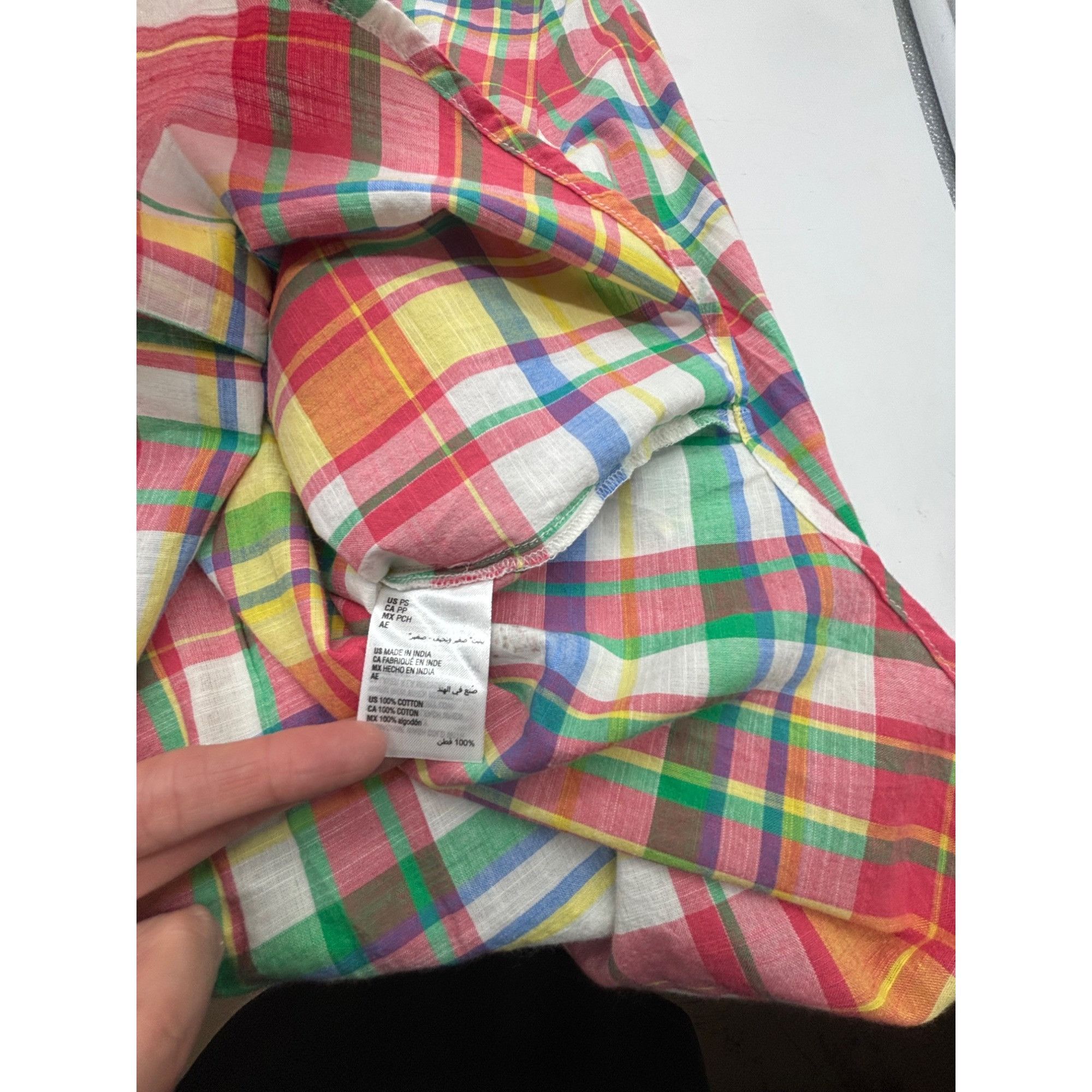 Style & Co Style & Co Petite Cotton Plaid Shirt, Coconut Cream, Sz. PS Size ONE SIZE - 8 Thumbnail