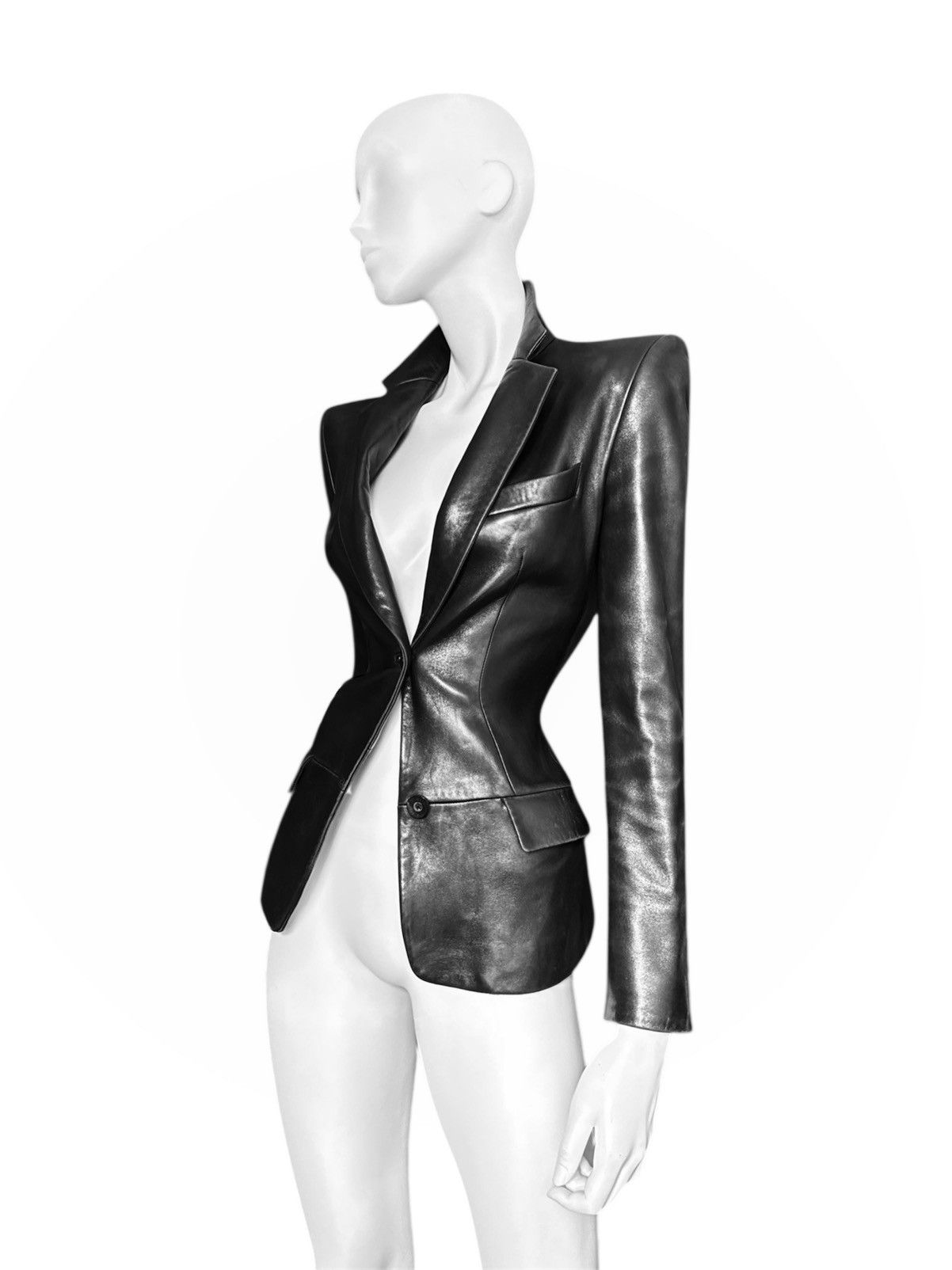 Gucci Gucci by Tom Ford Runway 1998 Leather fitted Jacket Size M / US 6-8 / IT 42-44 - 3 Thumbnail