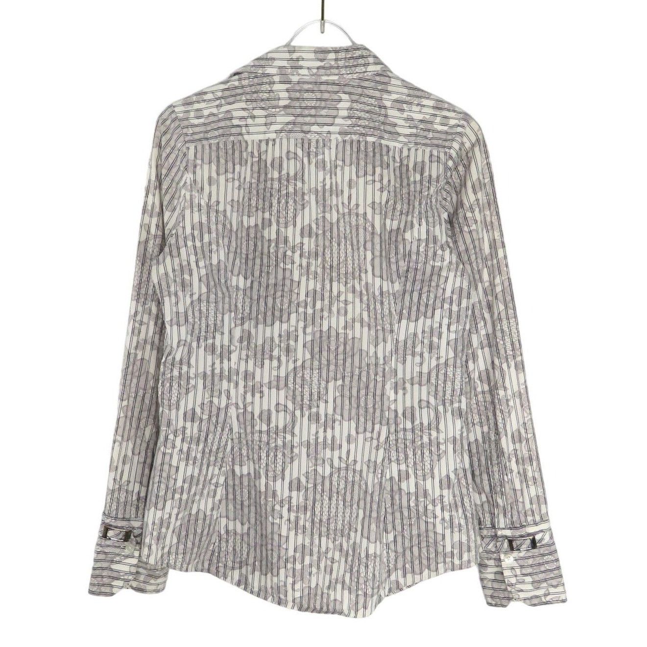 Express Express Gray Floral Button Down Striped Blouse Small Size S / US 4 / IT 40 - 3 Thumbnail