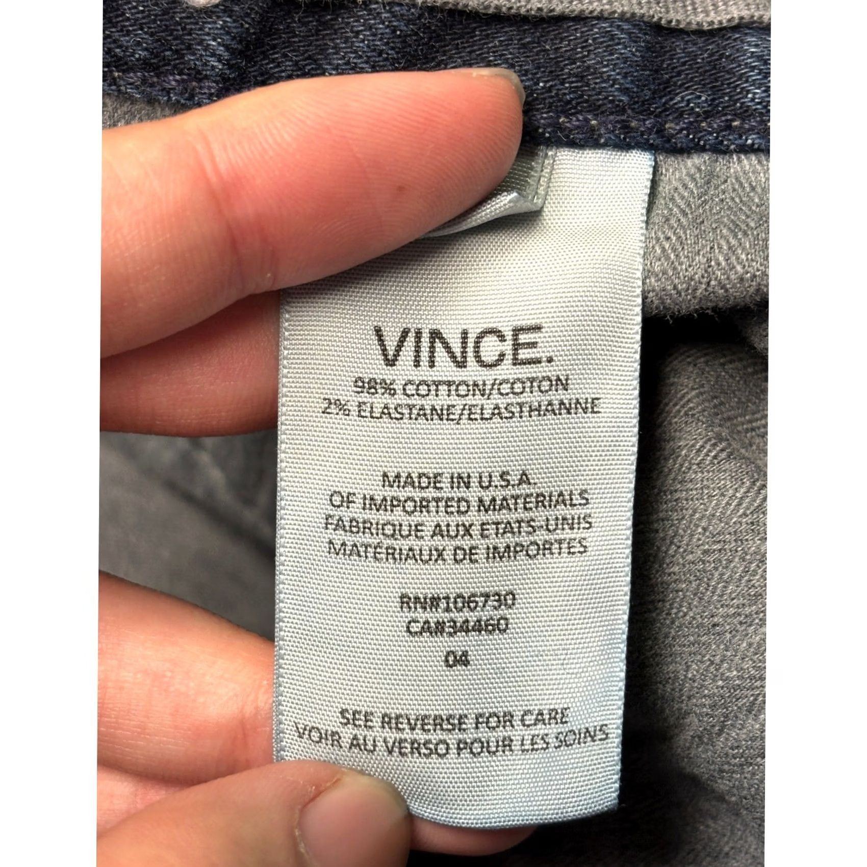 Vince Vince VM.212 Slim Jeans Mens 34X31 Dark Wash Blue Denim Stretch Made in USA Size US 34 / EU 50 - 7 Thumbnail