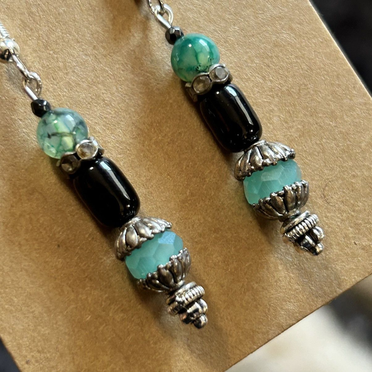 Handmade Handcrafted elegant genuine stone cat eye glass earrings Size ONE SIZE - 3 Thumbnail