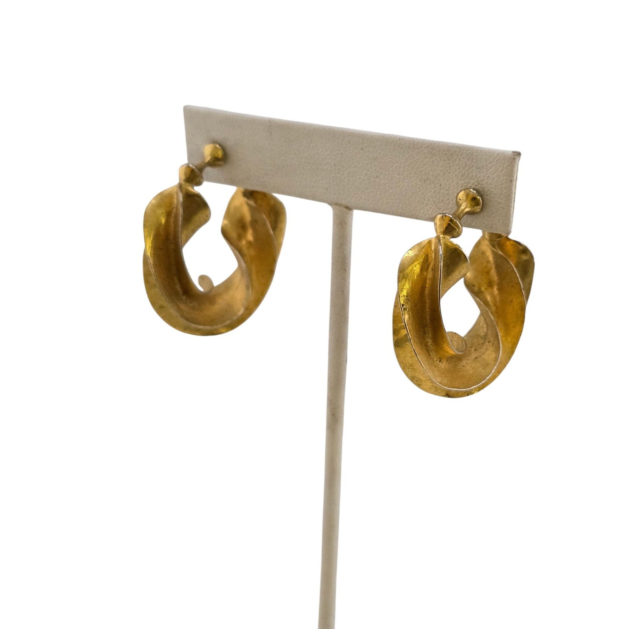 Vintage Vintage Brutalist Brass & Sterling Clip Twisted Hoop Earring Size ONE SIZE - 1 Thumbnail