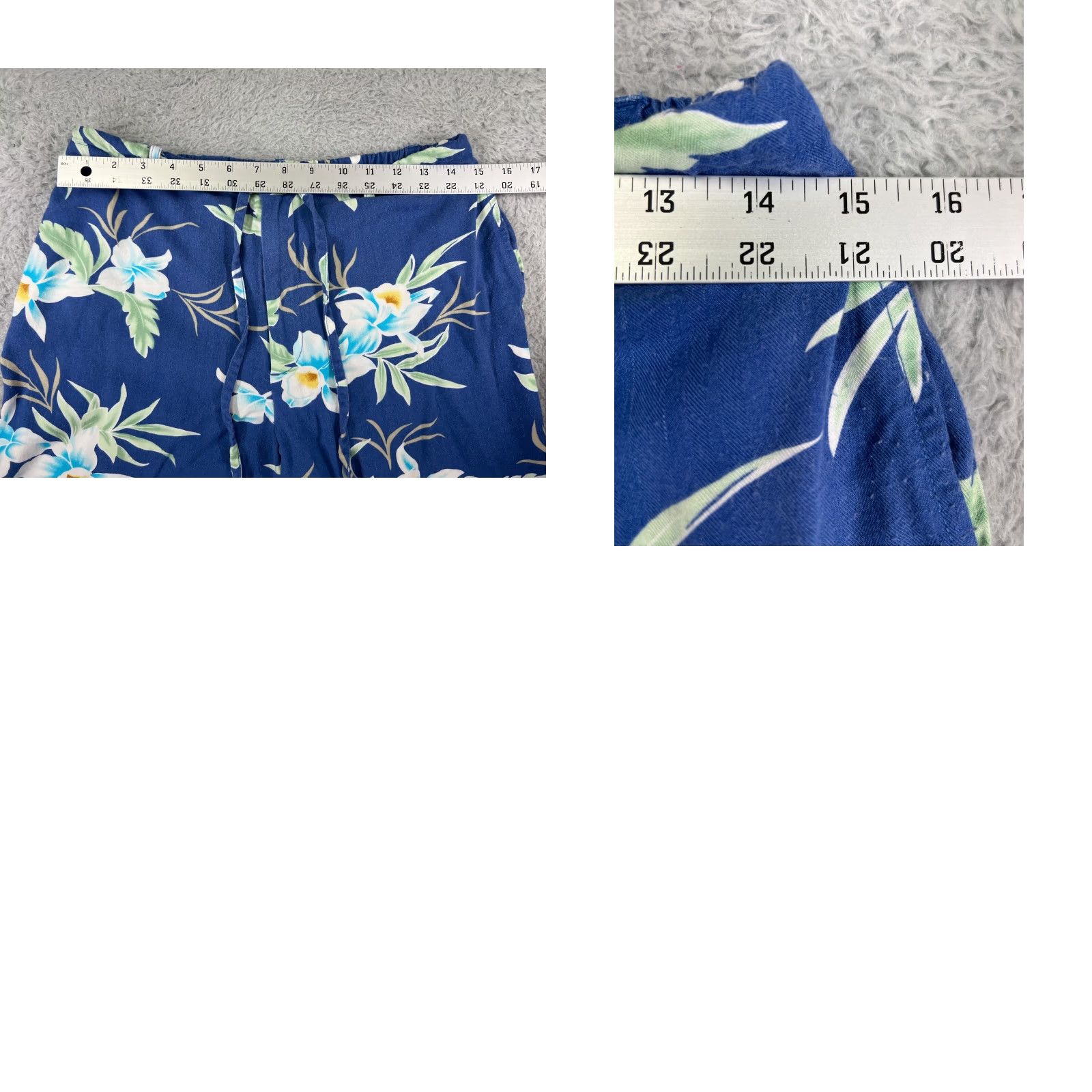 Vintage Shaver Lake Pants Womens Large Blue Floral 100% Rayon Wood Button Hawaiian Size 36" / US 14 / IT 50 - 9 Thumbnail