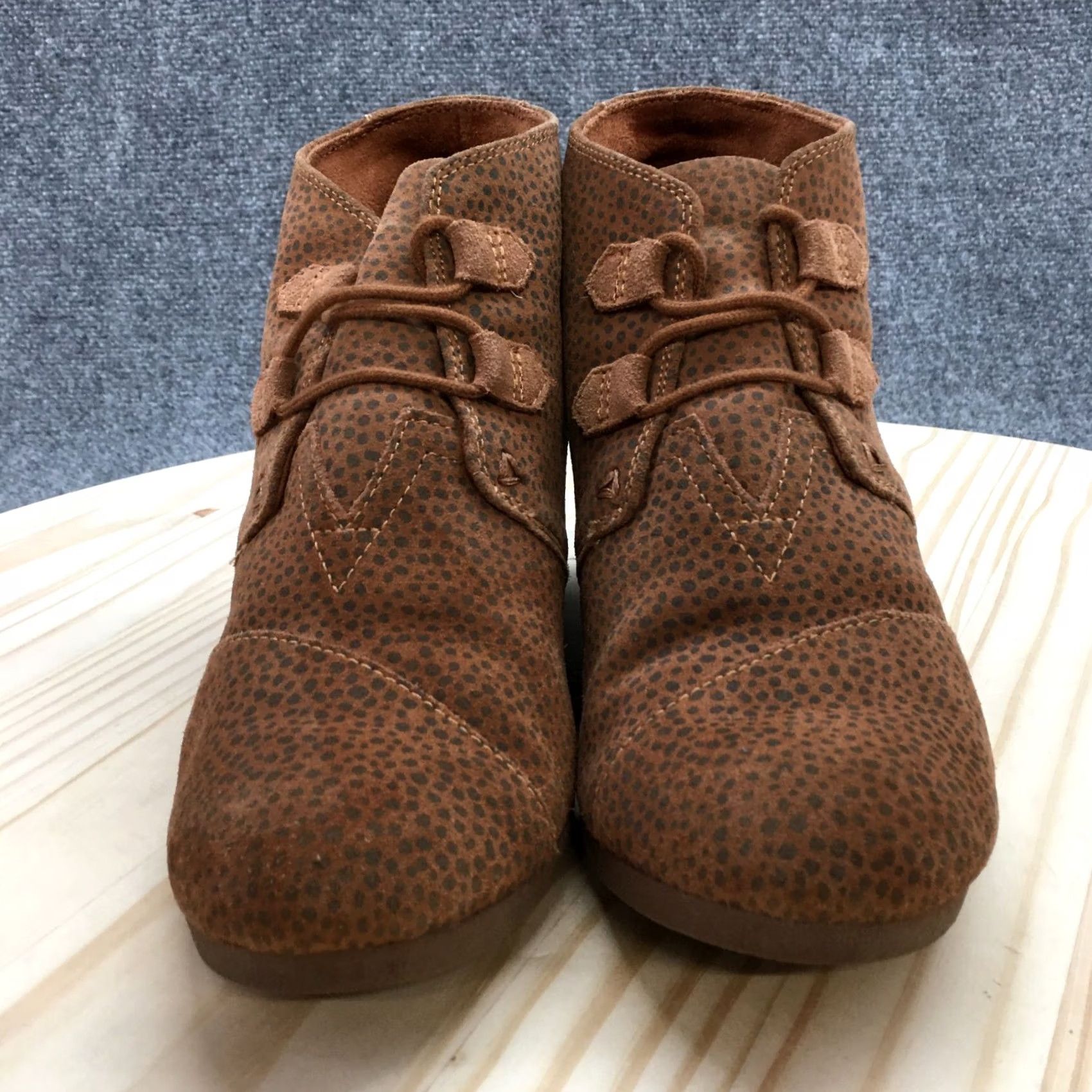 Toms TOMS Boots Womens 9 Kala Ankle Bootie Brown Lace Up Casual Wedge Heels Size US 9 / IT 39 - 4 Thumbnail