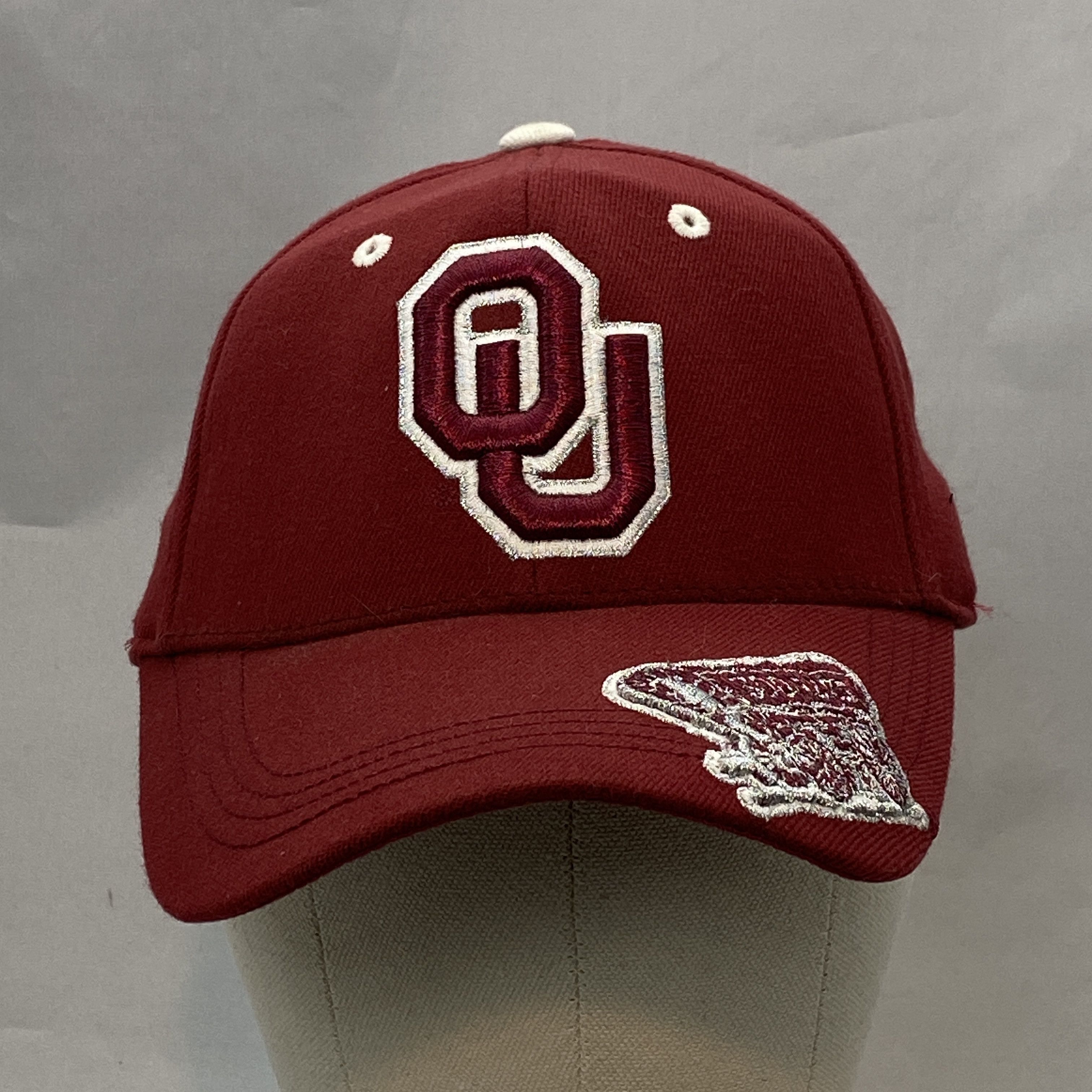 NCAA × Top Of The World × Vintage 90s OU OKLAHOMA SOONERS Hat Crimson Embroidered Wagon Logo Size ONE SIZE - 1 Thumbnail