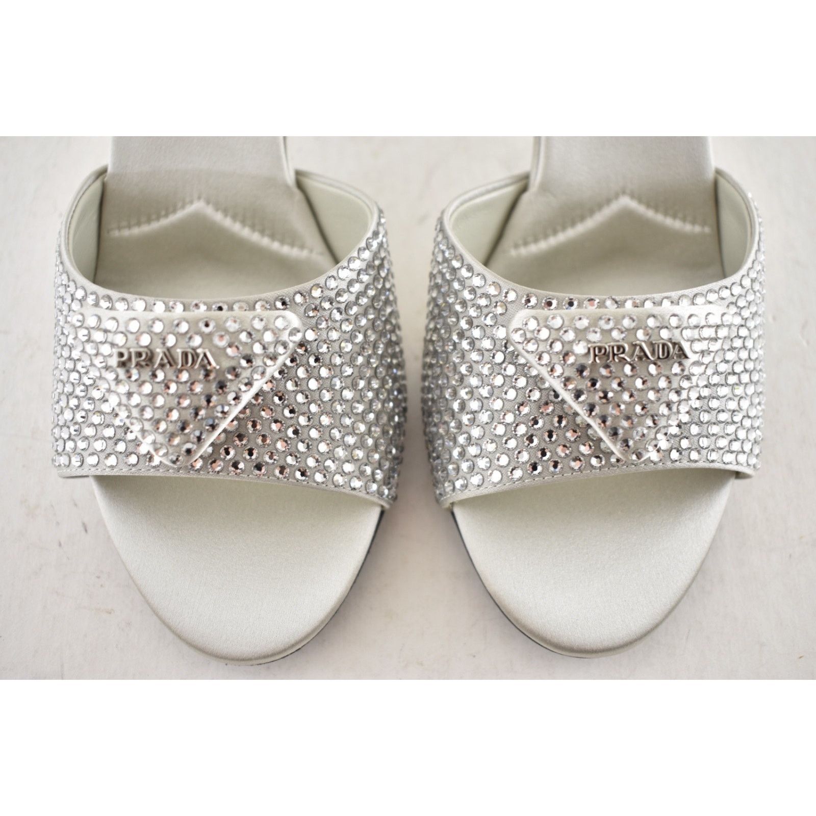 Prada Prada Crystal Satin Stiletto Perla Mule Heel Pump 36 Size US 6 / IT 36 - 13 Thumbnail