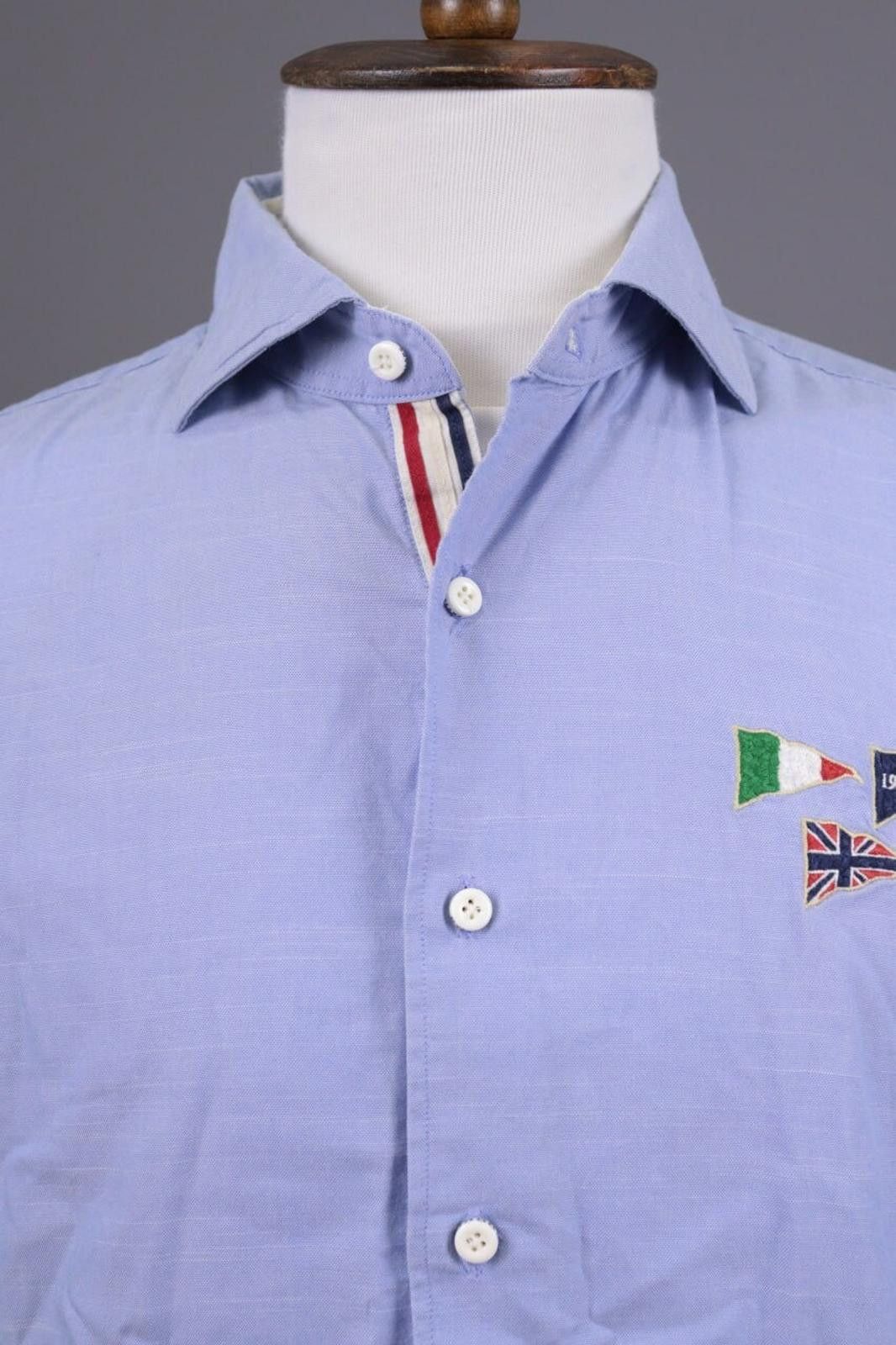 Designer Boggi Milano Blue Flag Long Sleeve Button Down Shirt Size 39 Size US M / EU 48-50 / 2 - 6 Thumbnail