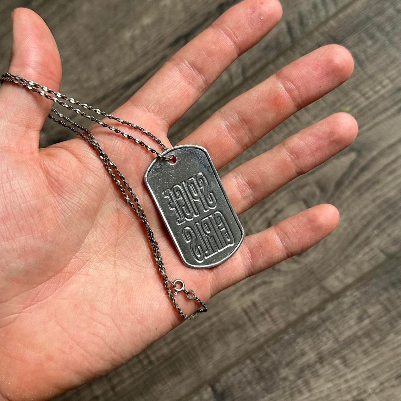 Vintage Vintage Y2K Spice Girls 925 Silver Dog Tag Pendant Necklace Size ONE SIZE - 6 Thumbnail