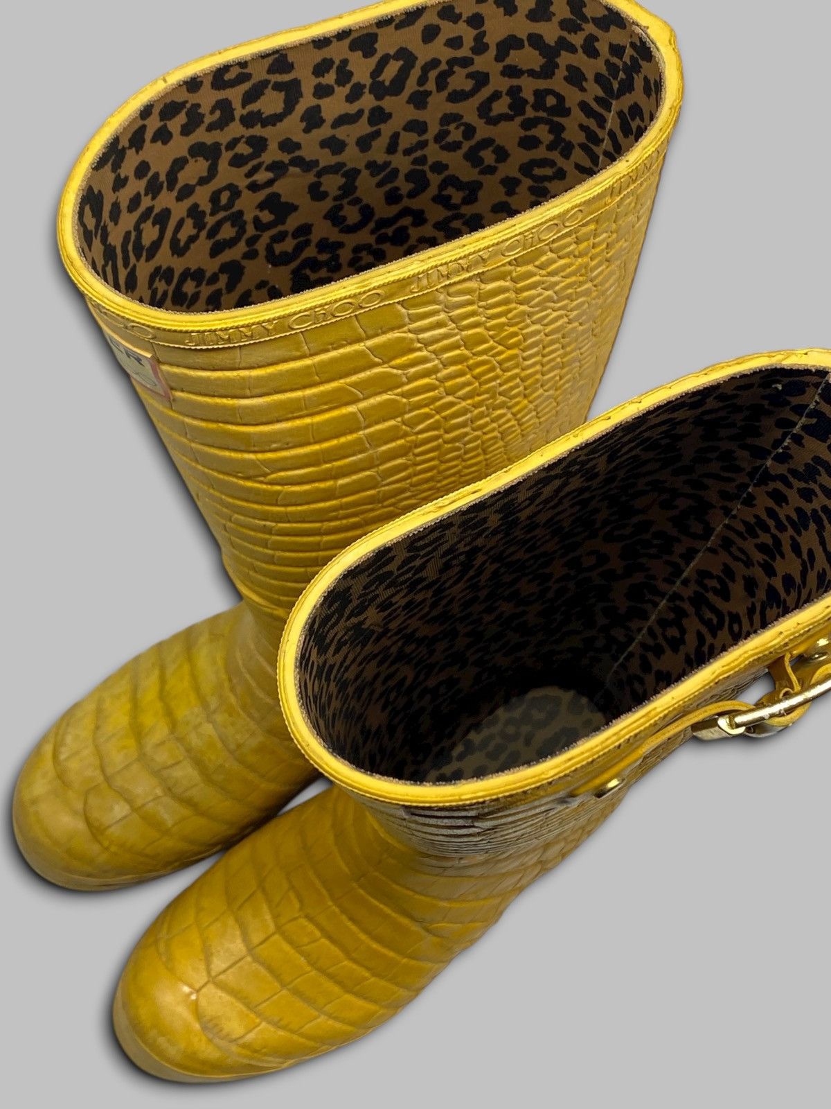 Hunter HUNTER & JIMMY CHOO Special Edition Rain Croc Yellow Boots Size US 4 / IT 34 - 20 Thumbnail