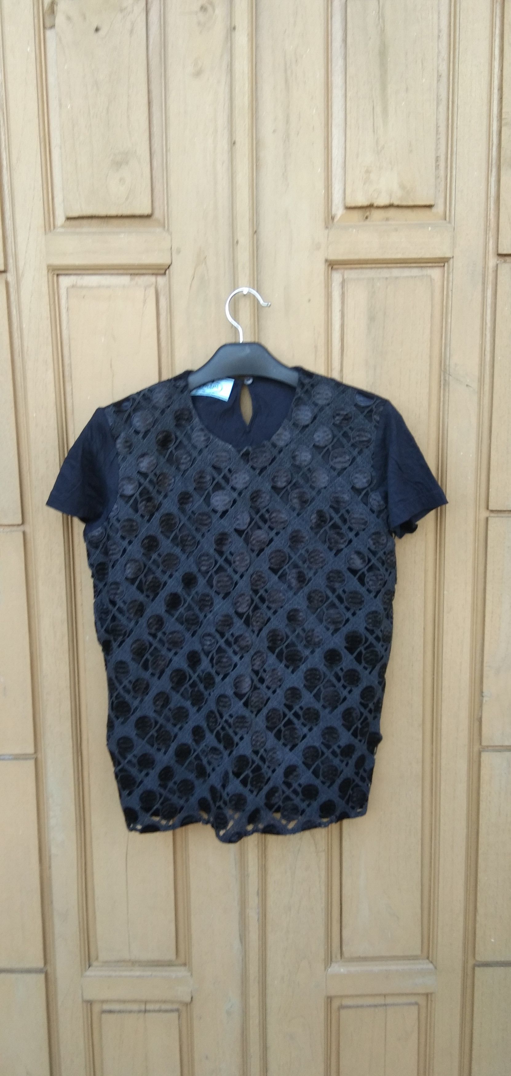 Prada Prada front in lace tops/black blouse Size S / US 4 / IT 40 - 1 Thumbnail